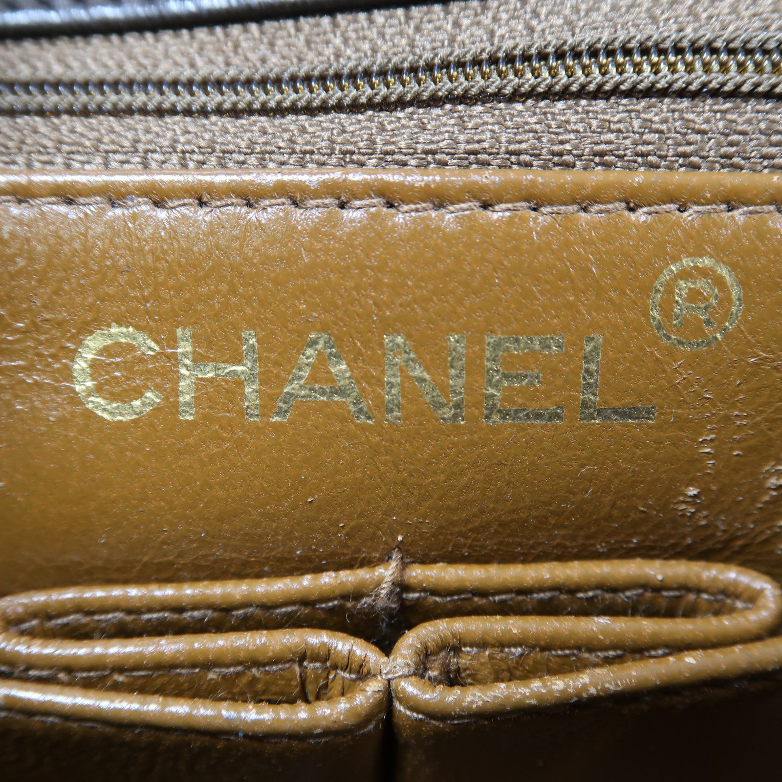 CHANEL 菱格牛皮皮革Mini Square金扣鏈帶肩背袋啡色