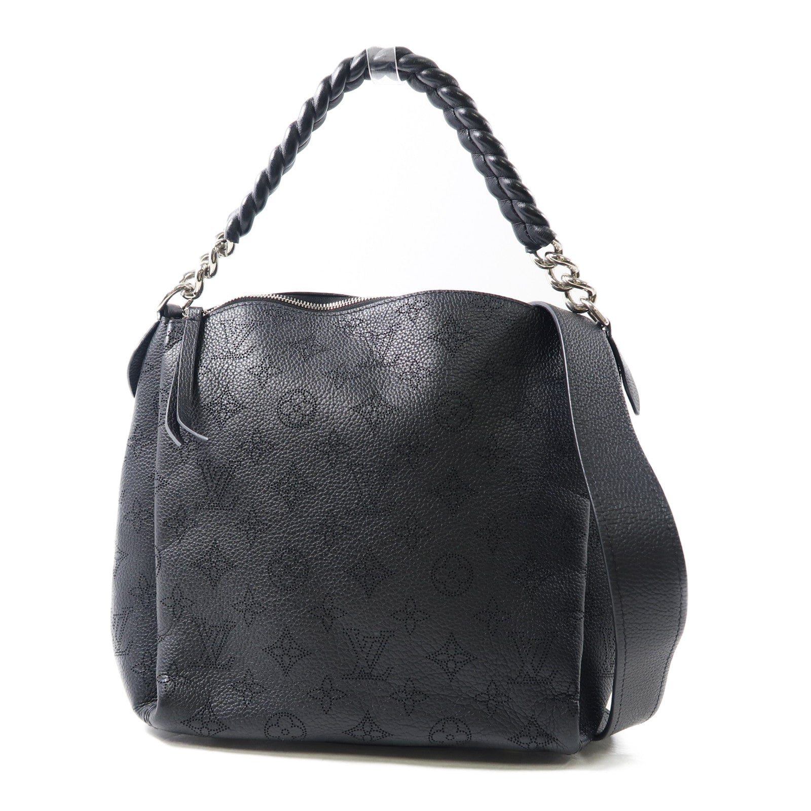 LOUIS VUITTON Monogram Mahina Babylone Chain銀扣手挽肩背兩用袋黑色