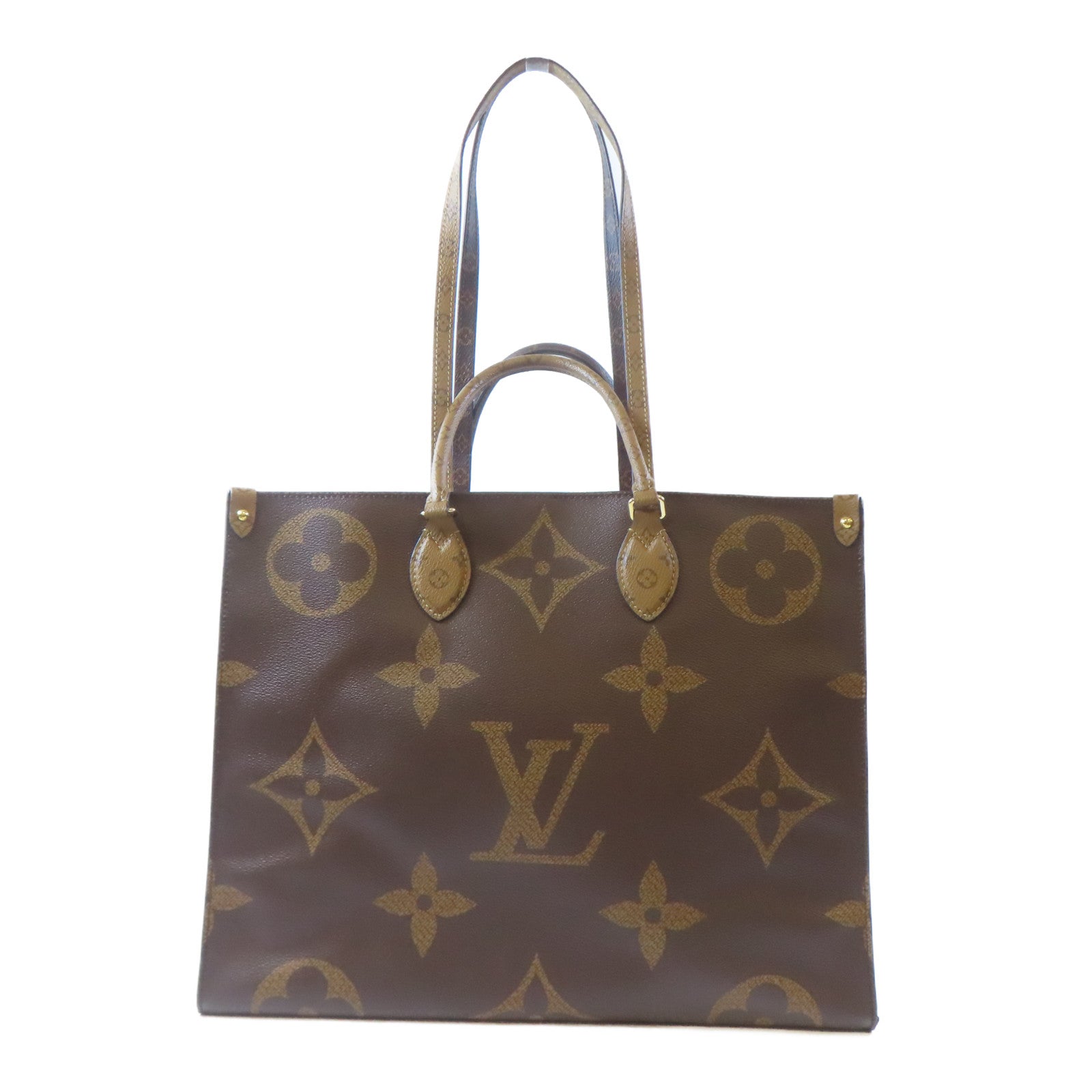 LOUIS VUITTON 【激減優惠】Monogram/Monogram Reverse OnTheGo GM金扣手挽肩背兩用袋啡色
