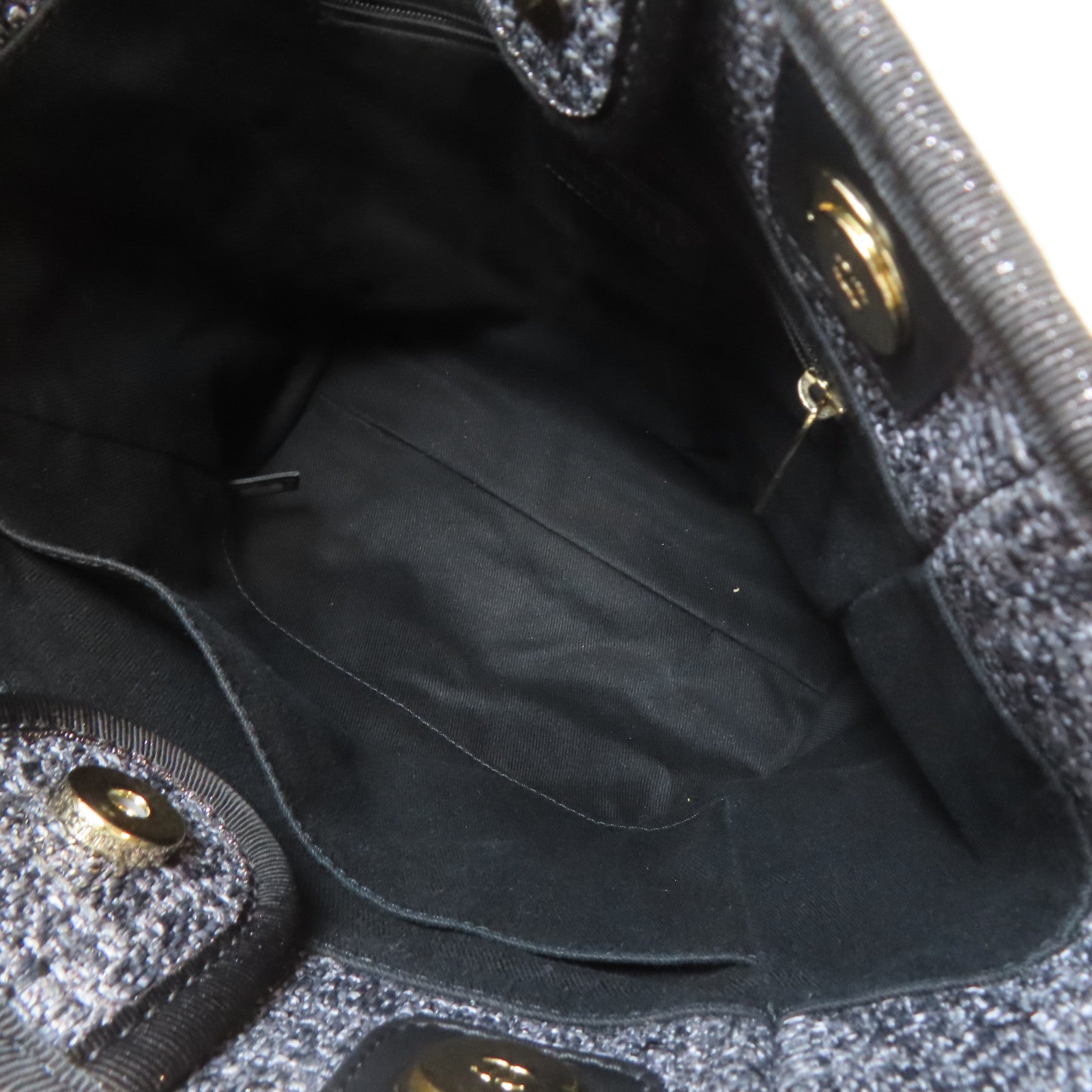 CHANEL 帆布Deauville Tote金扣肩背袋/手挽袋灰色