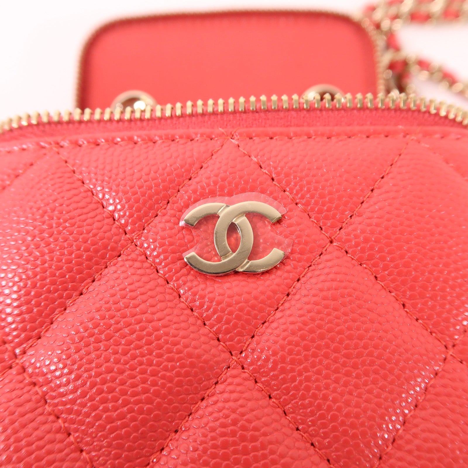 CHANEL 【激減優惠】牛皮皮革Vanity Case金扣鏈帶肩背袋