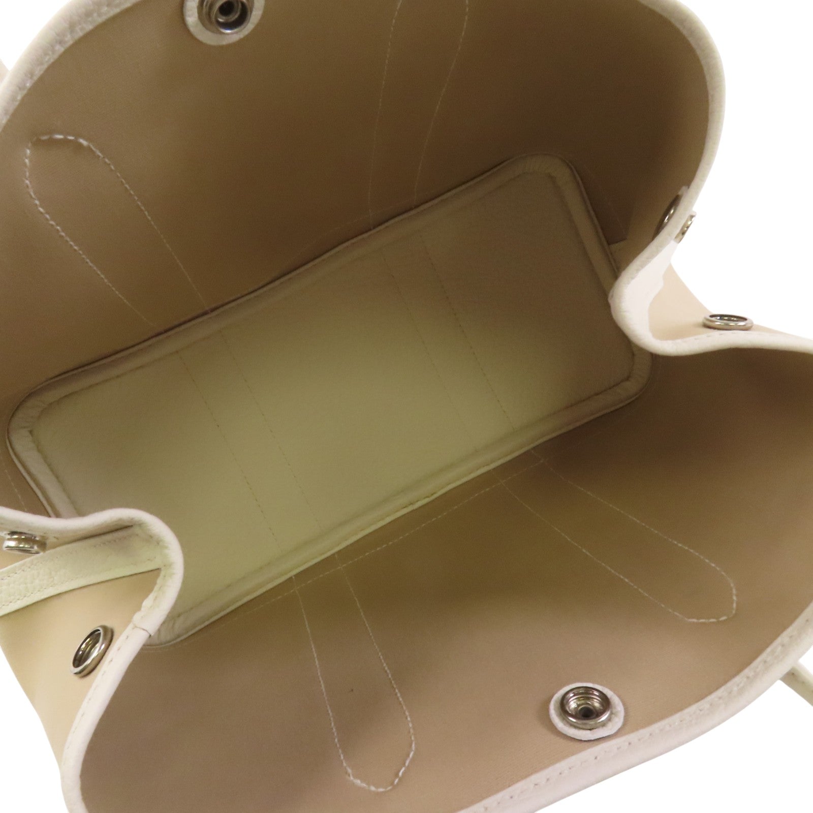 HERMES Negonda皮革/Canvas Garden Party TPM銀扣手挽袋