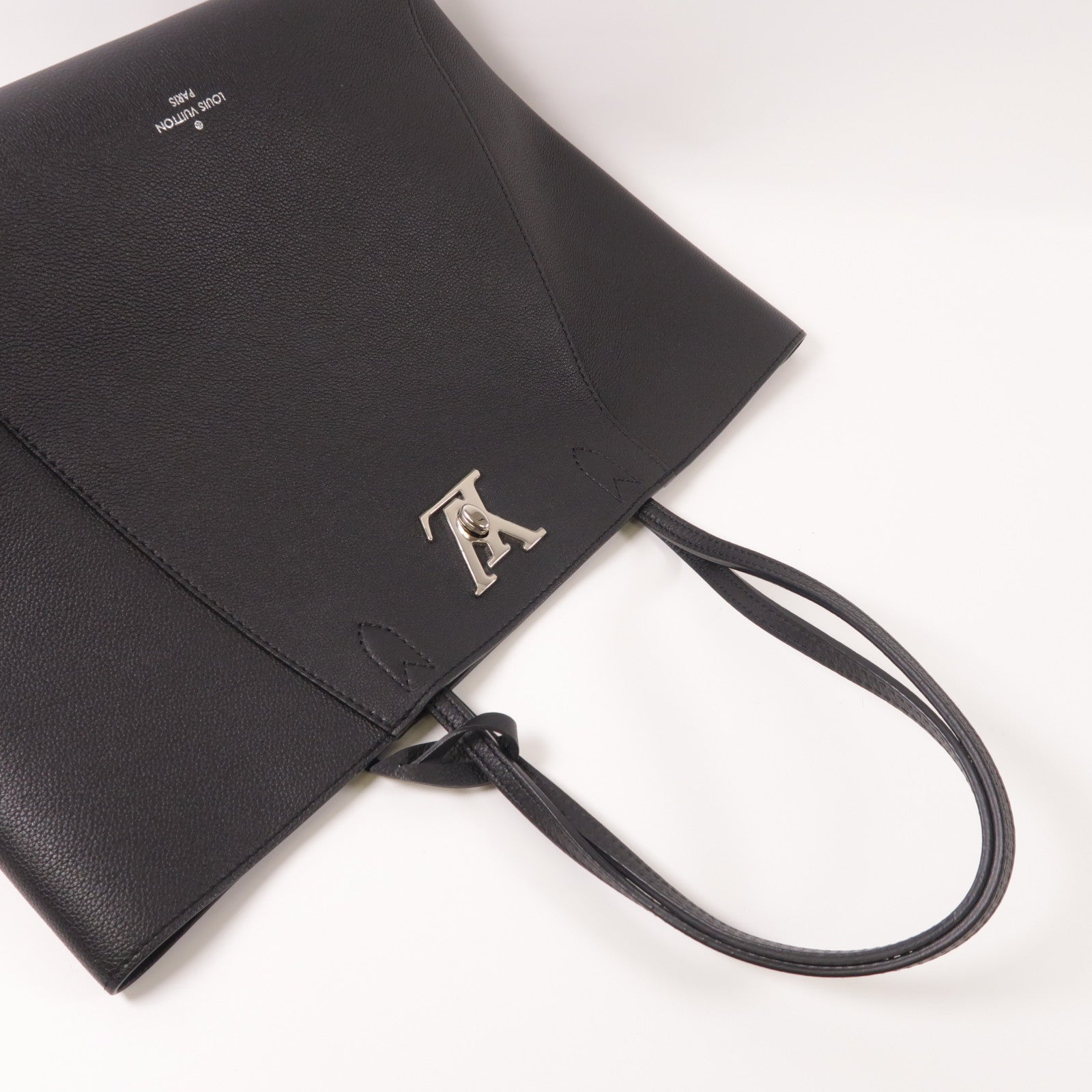 LOUIS VUITTON LV SHW Lockme Cabas Shoulder Bag M42291 Calfskin Leather Black