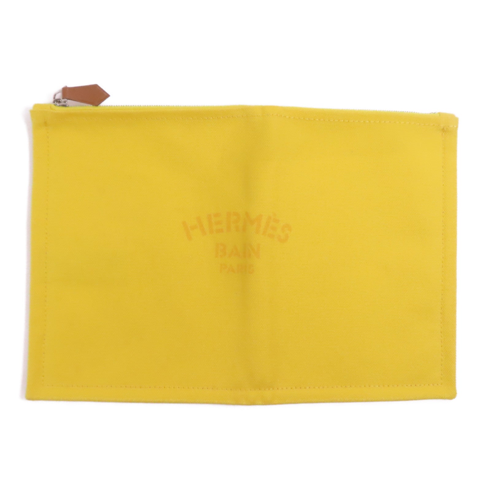 HERMES 帆布Pouch銀扣手拿包