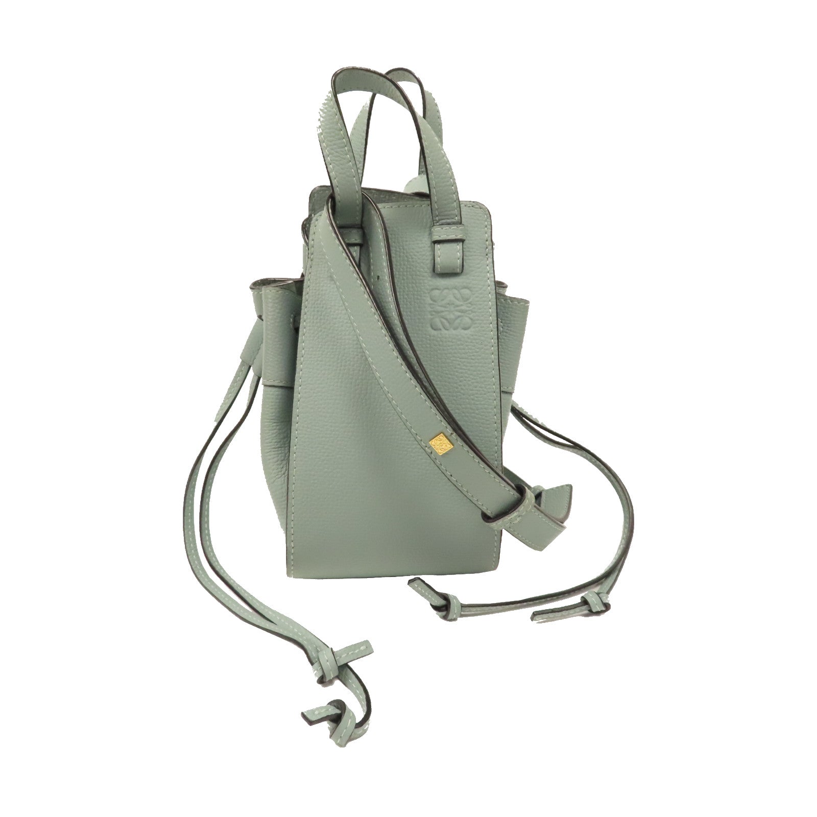 LOEWE 牛皮皮革Mini Hammock Drawstring金扣手挽肩背兩用袋藍色
