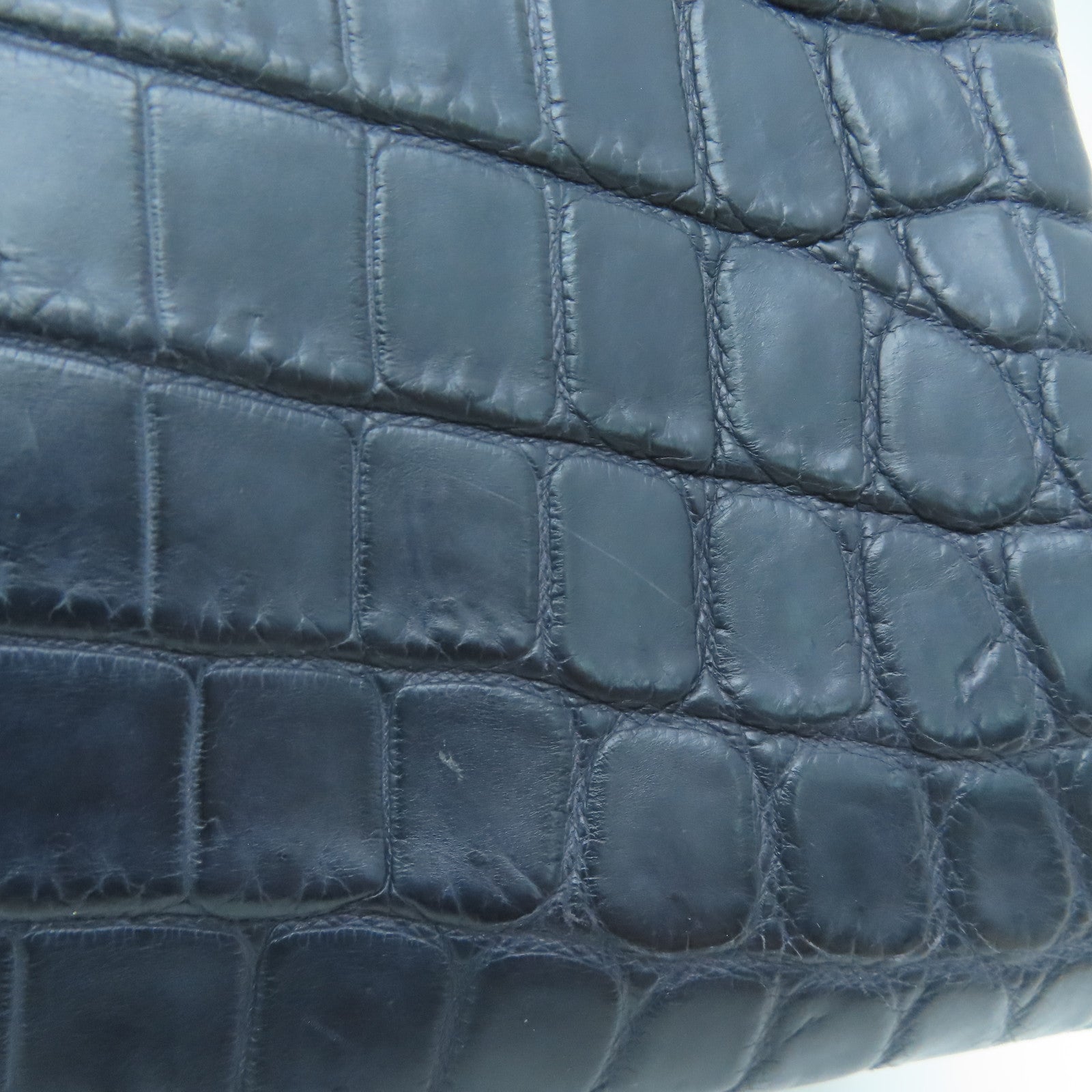HERMES 【激減優惠】鱷魚皮革Kelly 35銀扣手挽袋Blue Abysse深淵藍色