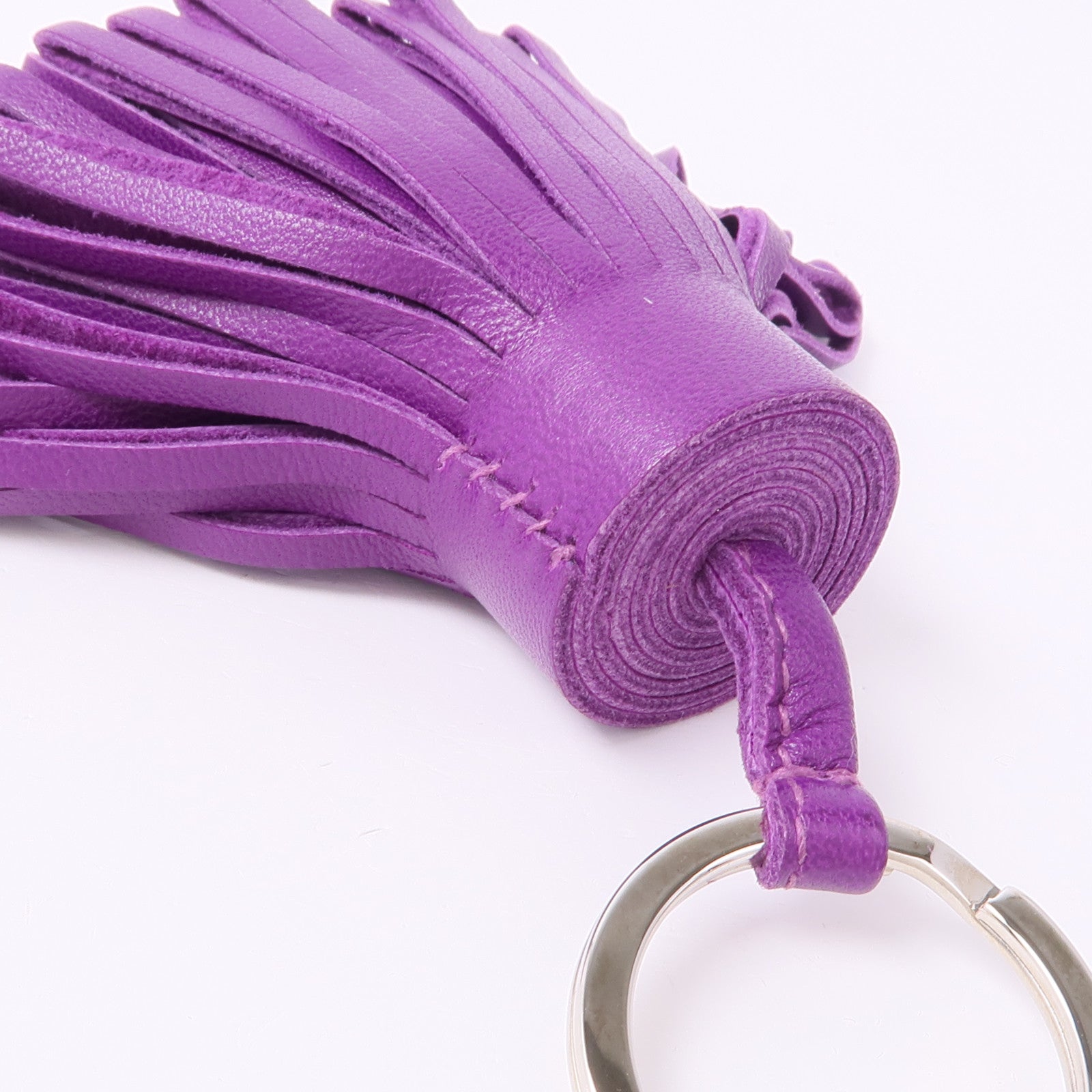 HERMES 【激減優惠】Milo皮革Carmen Key Ring銀扣鑰匙圈Violet