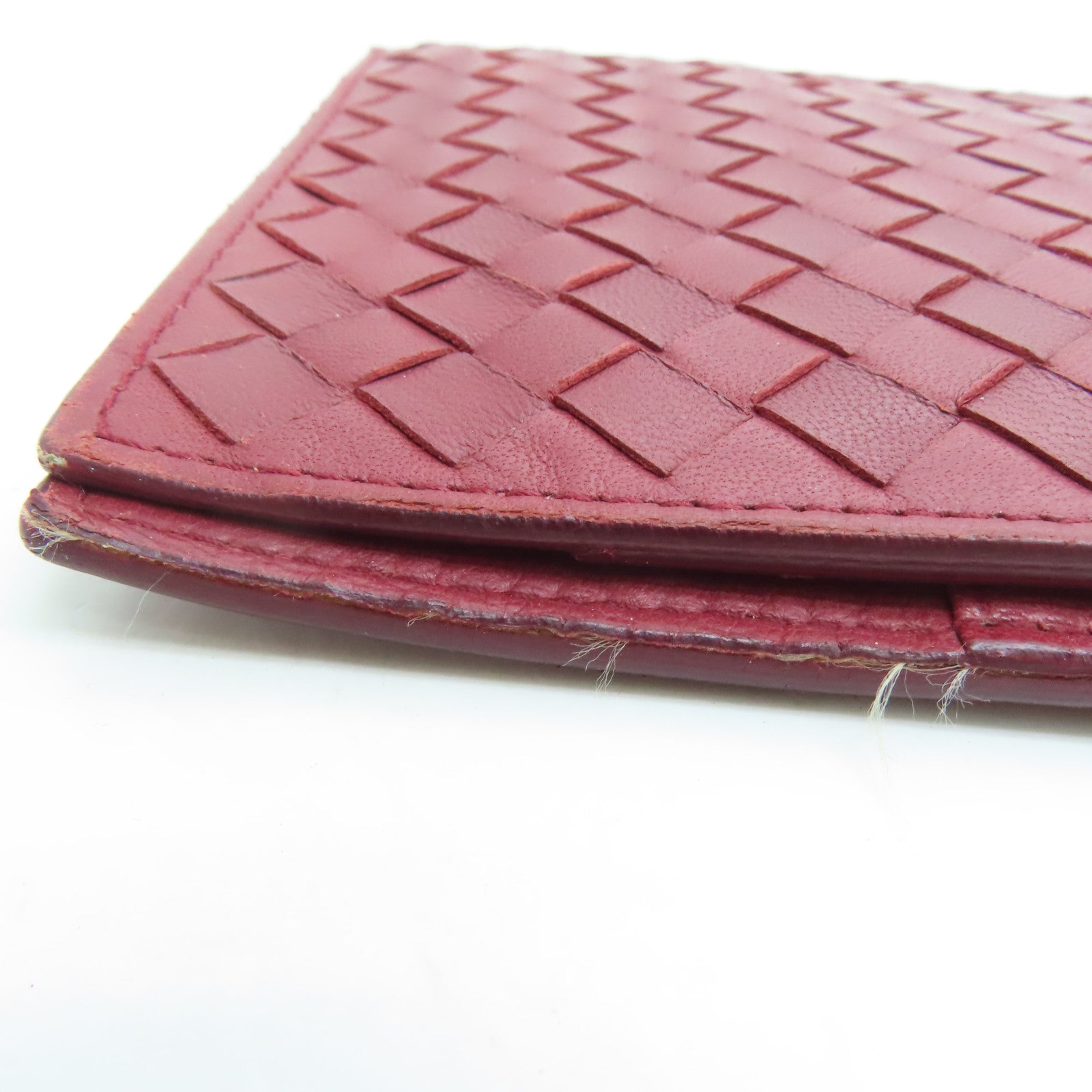 BOTTEGA VENETA 牛皮皮革Clutch金扣長錢包紅色