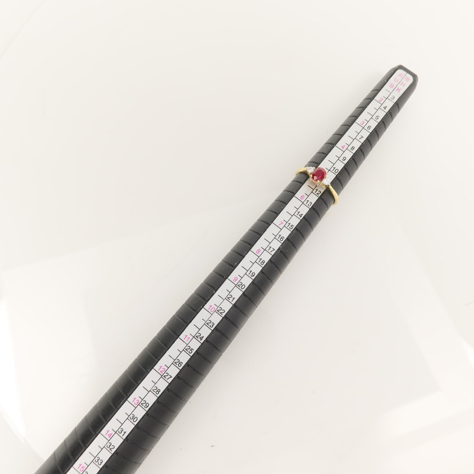 JEWELRY 18K黃金Diamond Ruby Ring紅寶石/鑽石戒指US#5.25