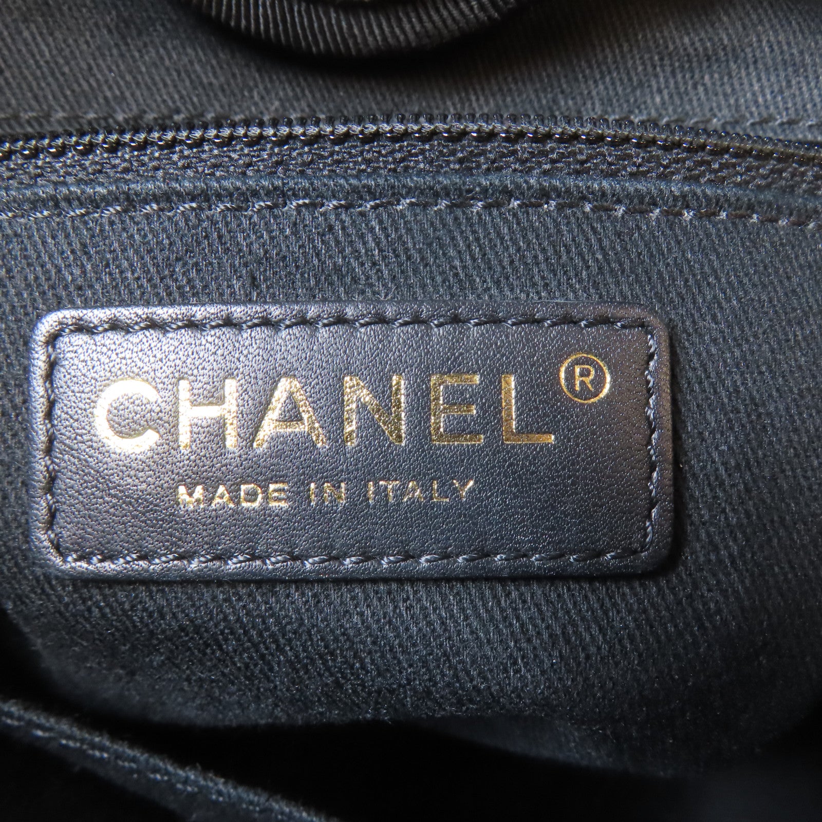 CHANEL 帆布Deauville Tote金扣肩背袋/手挽袋灰色