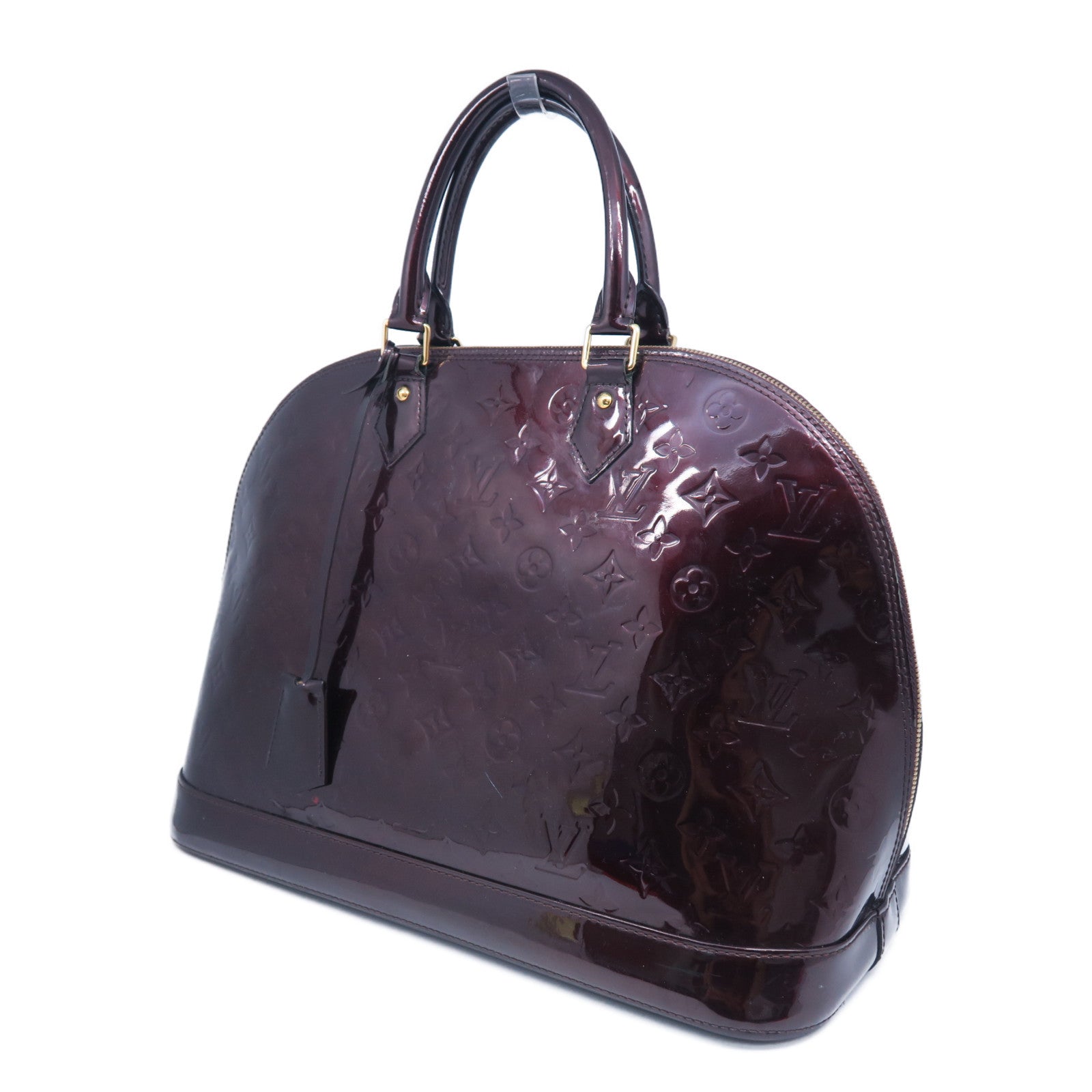 LOUIS VUITTON **【清倉大減價】Monogram Vernis Alma MM金扣手挽袋酒紅色