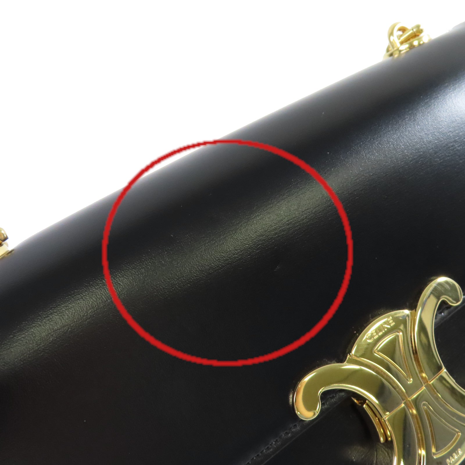 CELINE 牛皮皮革Claude Chain Shoulder Bag金扣肩背袋黑色