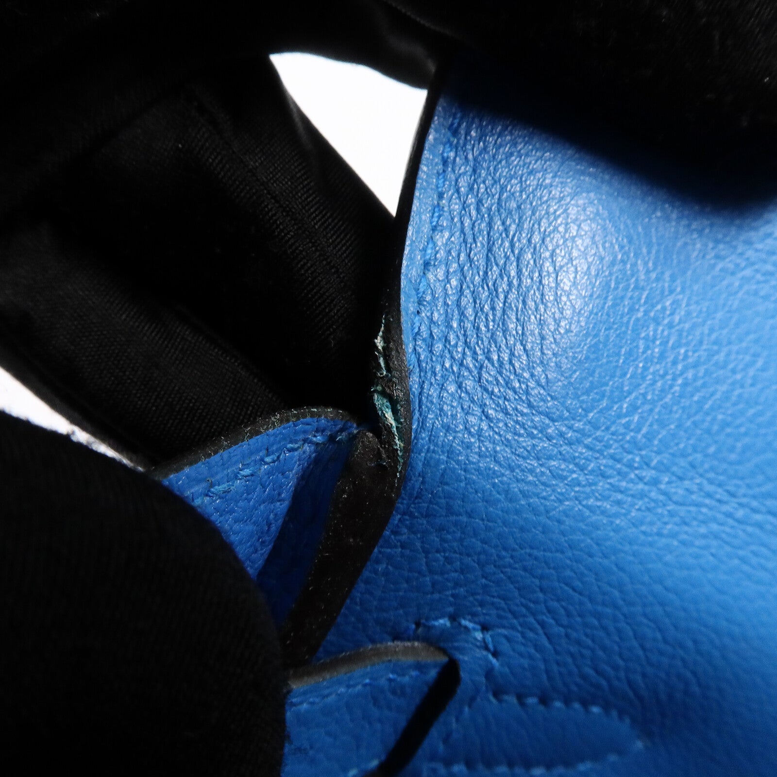 HERMES Clemence皮革Kelly 28手挽肩背兩用袋Bleu Frida