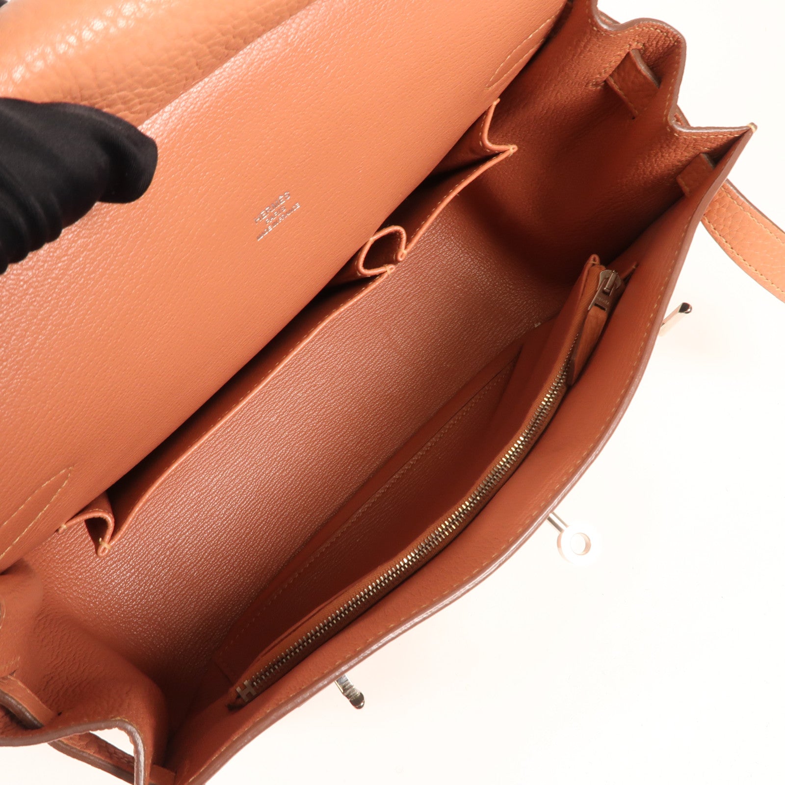 HERMES Clemence皮革Jypsiere 28銀扣肩背袋