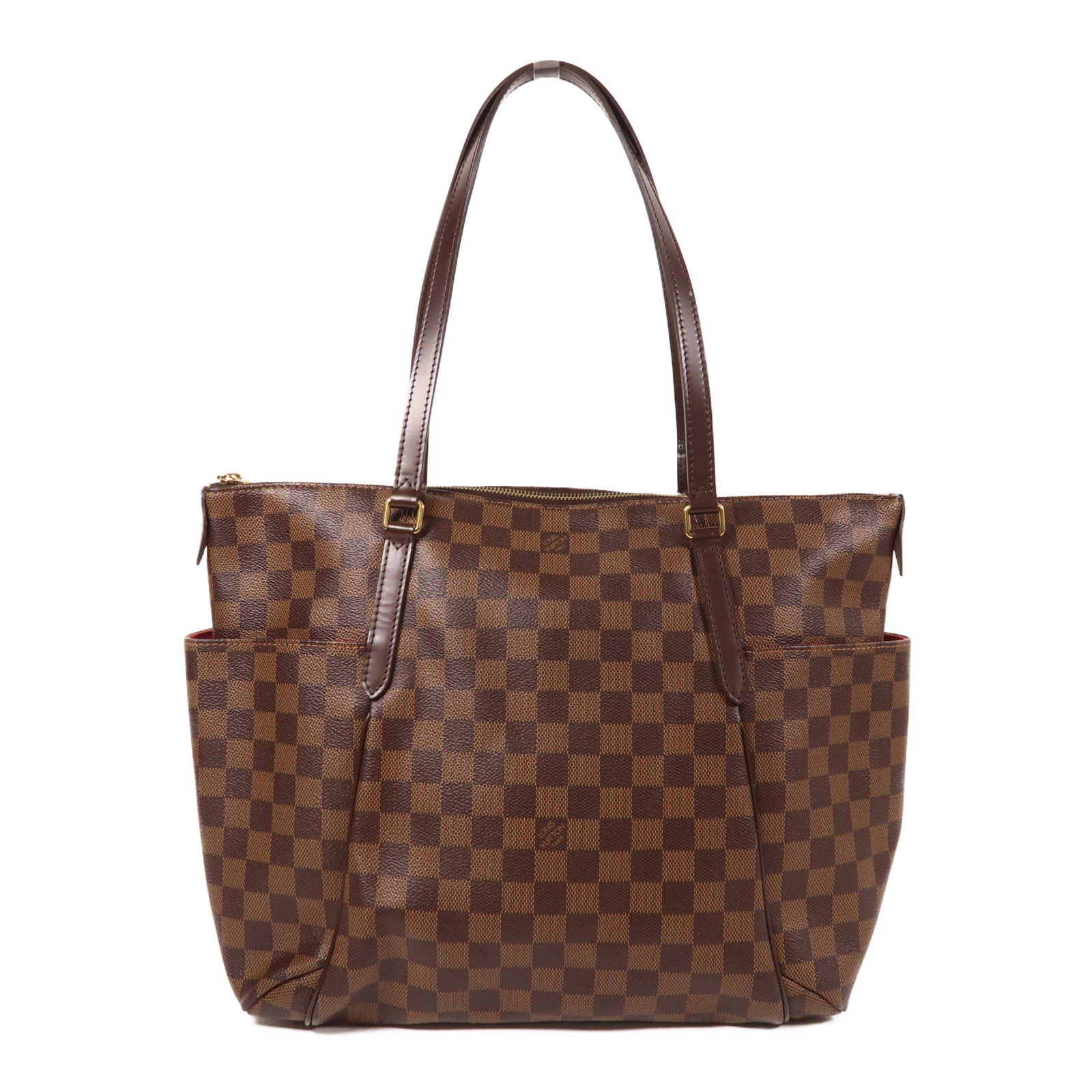 LOUIS VUITTON Damier Ebene Totally MM金扣肩背袋棕色