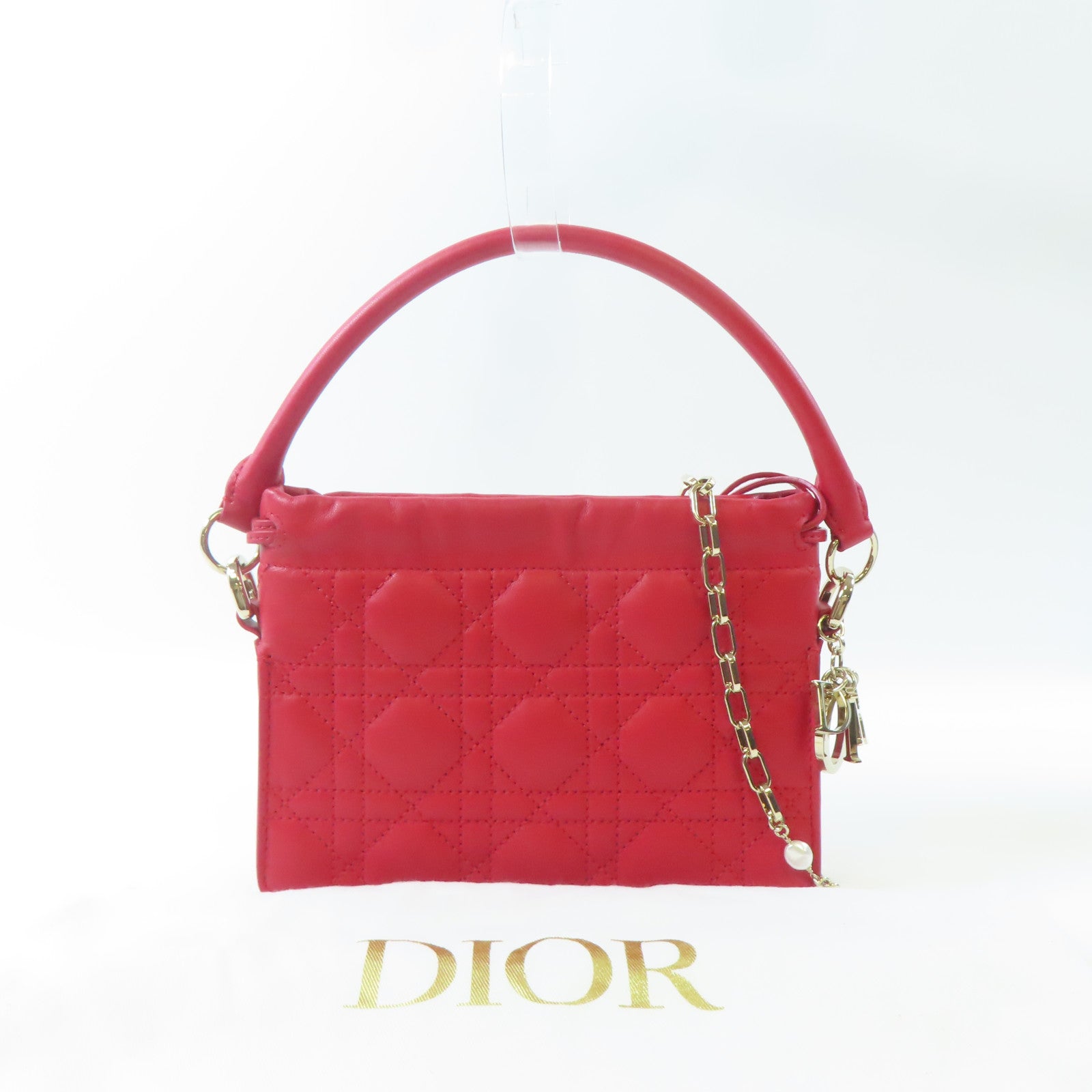 Dior 牛皮皮革Shoulder Bag金扣手挽肩背兩用袋紅色