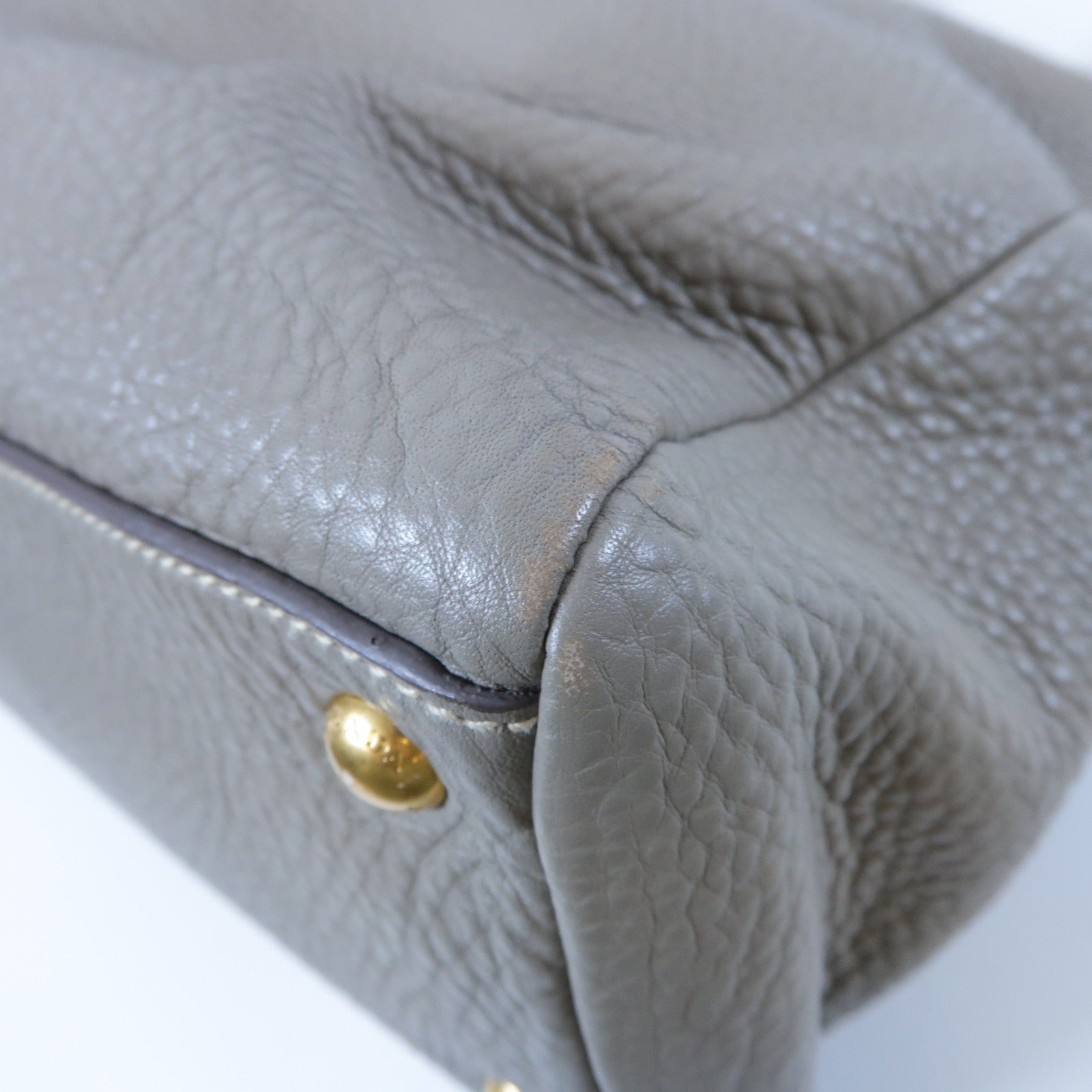 PRADA 【激減優惠】牛皮皮革2 Way Shoulder Bag金扣手挽肩背兩用袋灰色