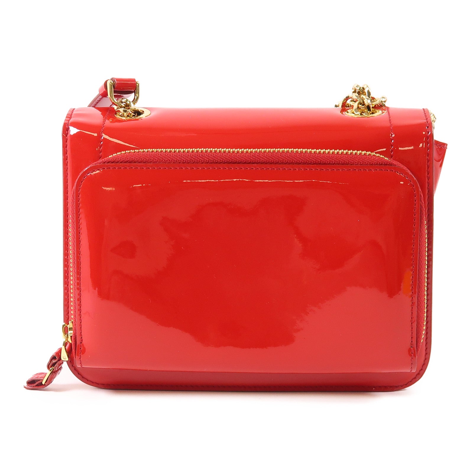 Salvatore Ferragamo 漆皮皮革Chain Shoulder金扣鏈帶肩背袋