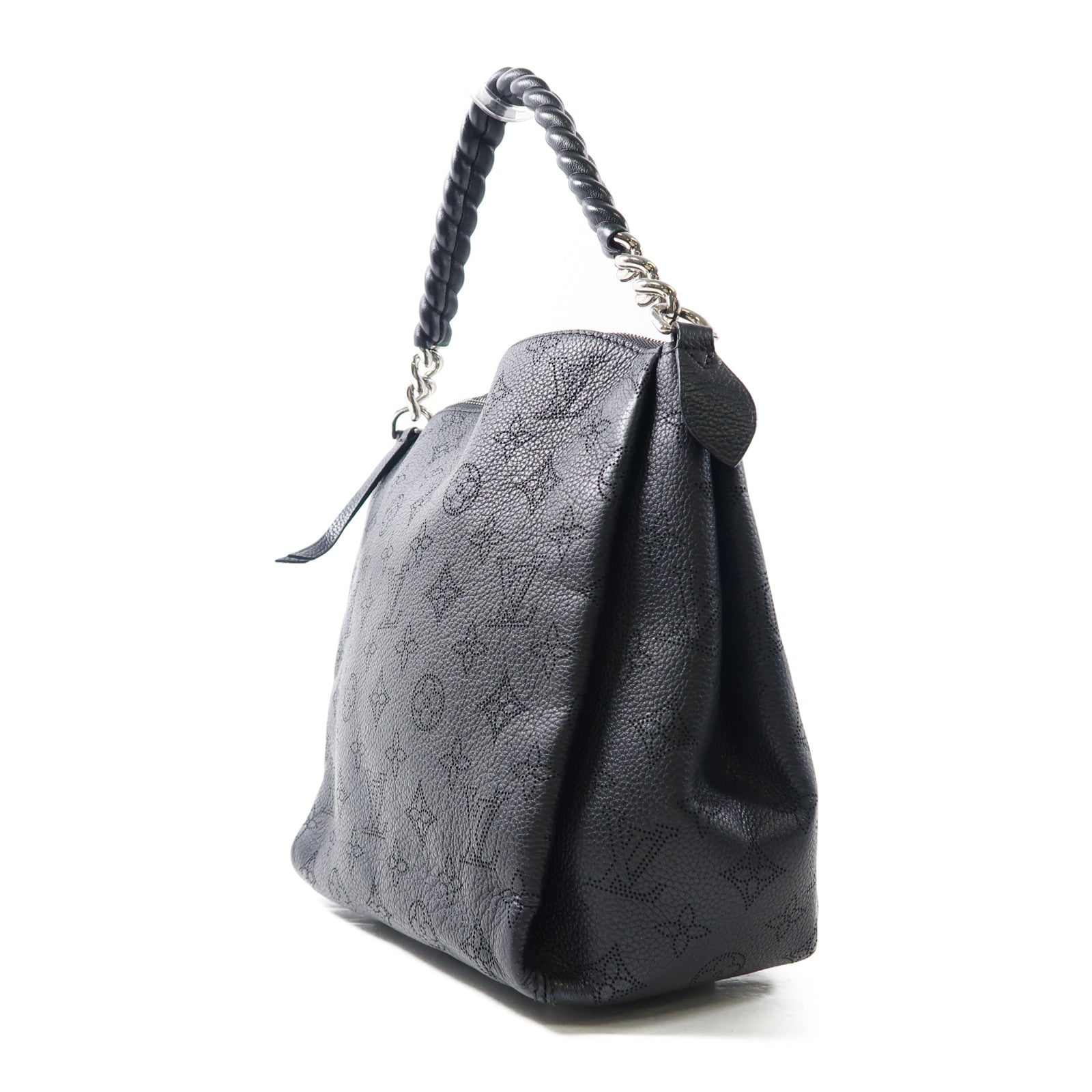 LOUIS VUITTON Monogram Mahina Babylone Chain銀扣手挽肩背兩用袋黑色