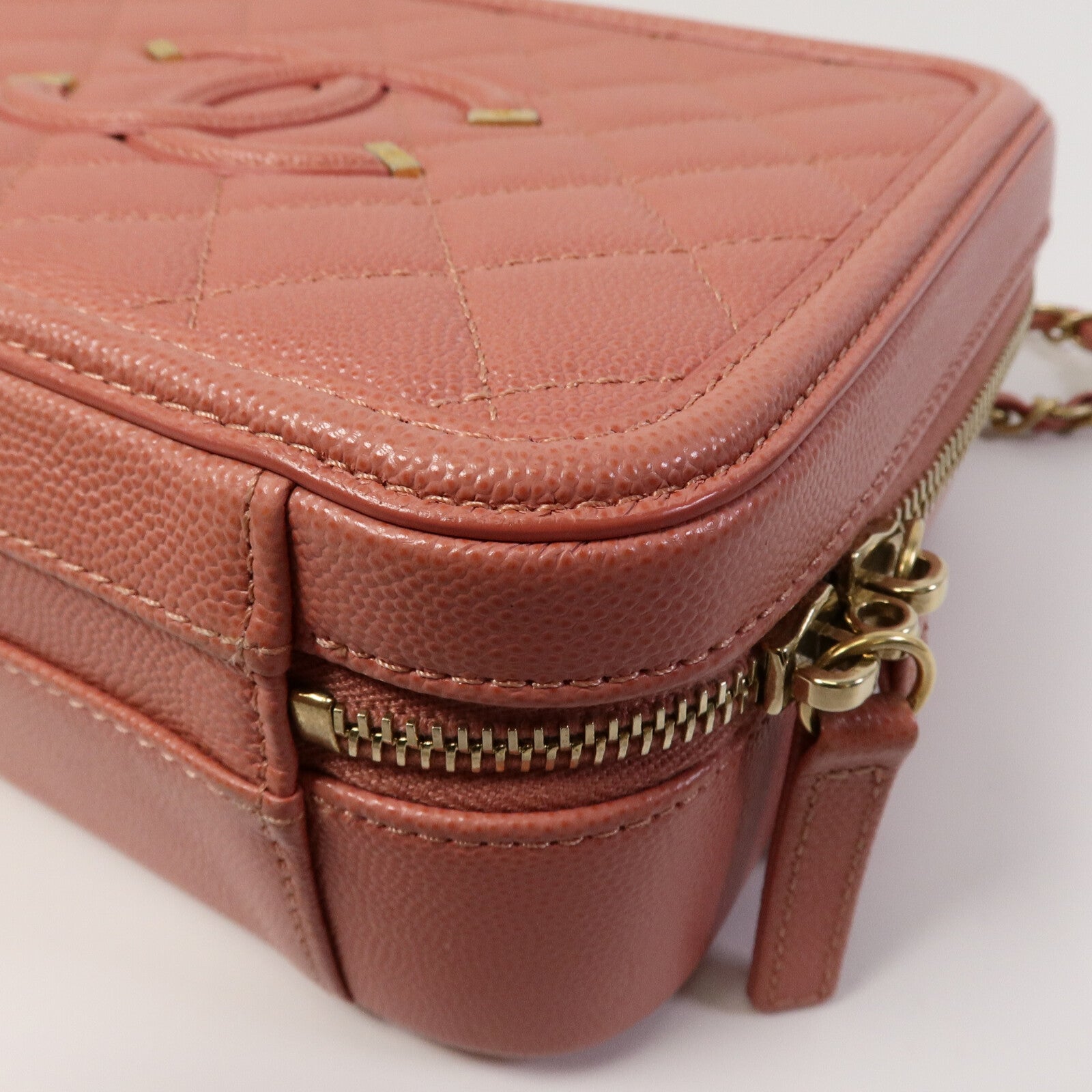 CHANEL 牛皮皮革Vanity Case鏈帶手挽肩背兩用袋
