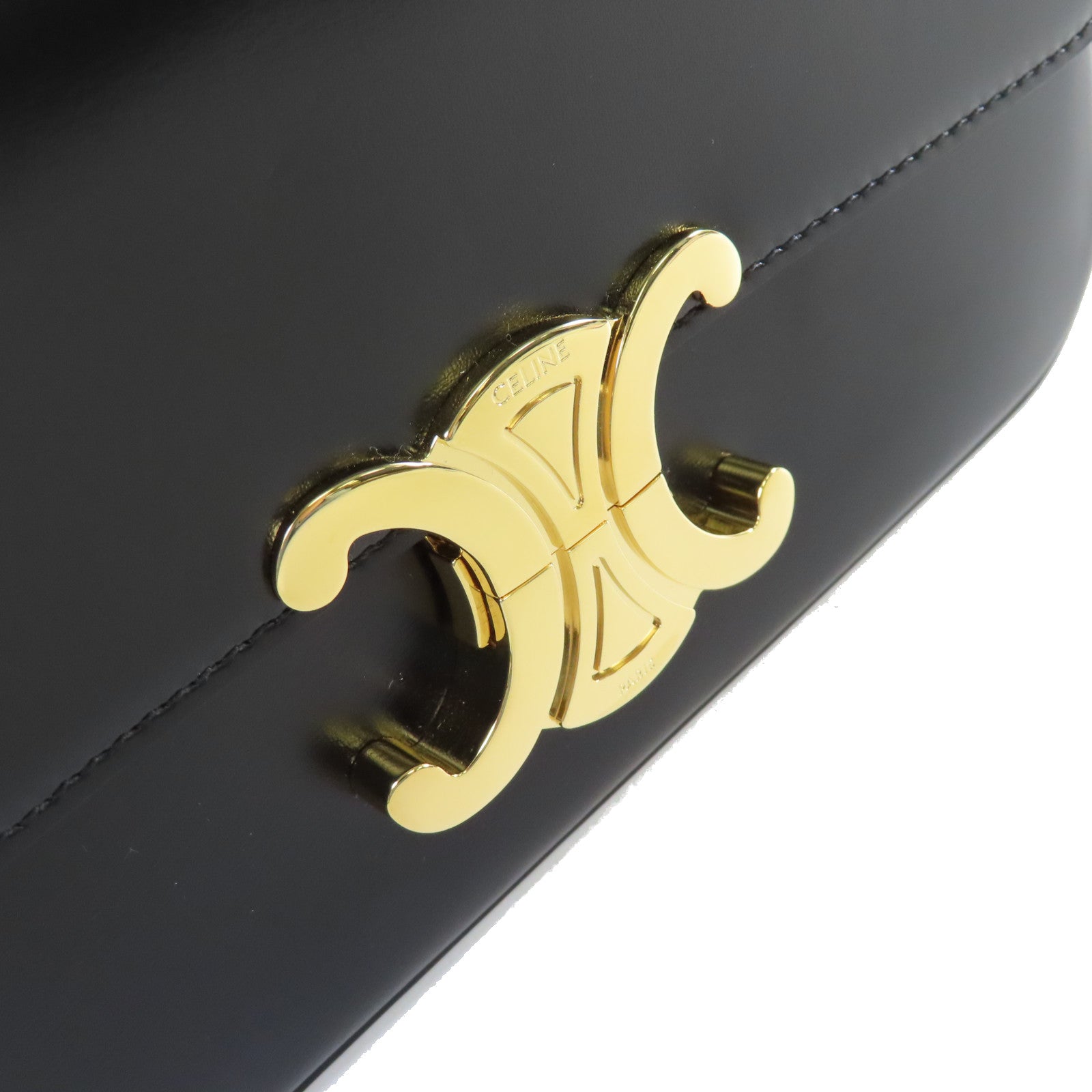 CELINE 牛皮皮革Claude Chain Shoulder Bag金扣肩背袋黑色