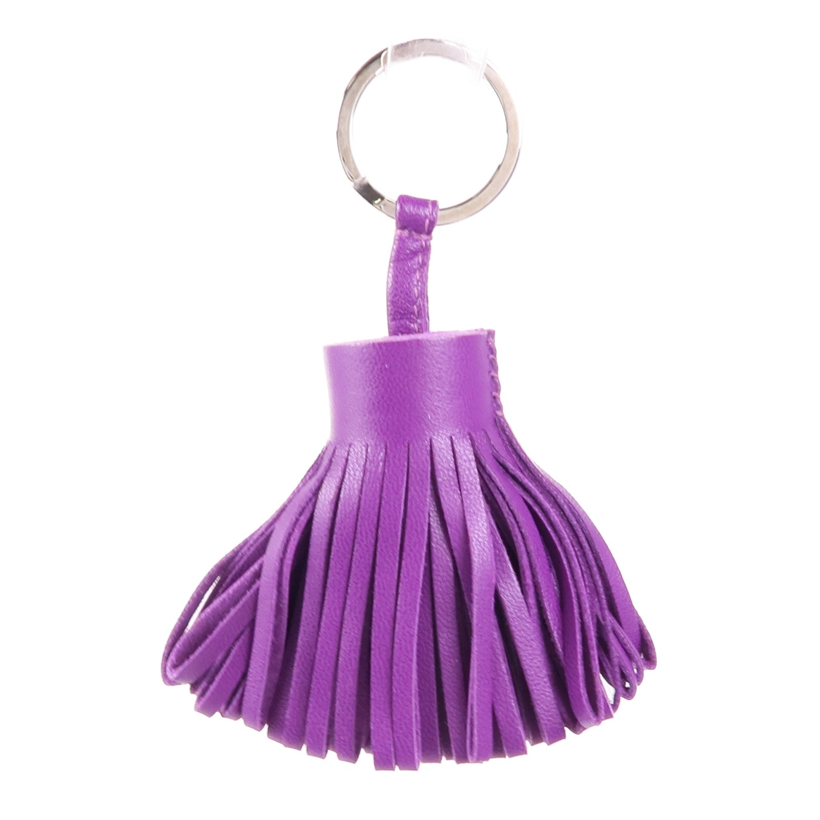 HERMES 【激減優惠】Milo皮革Carmen Key Ring銀扣鑰匙圈Violet