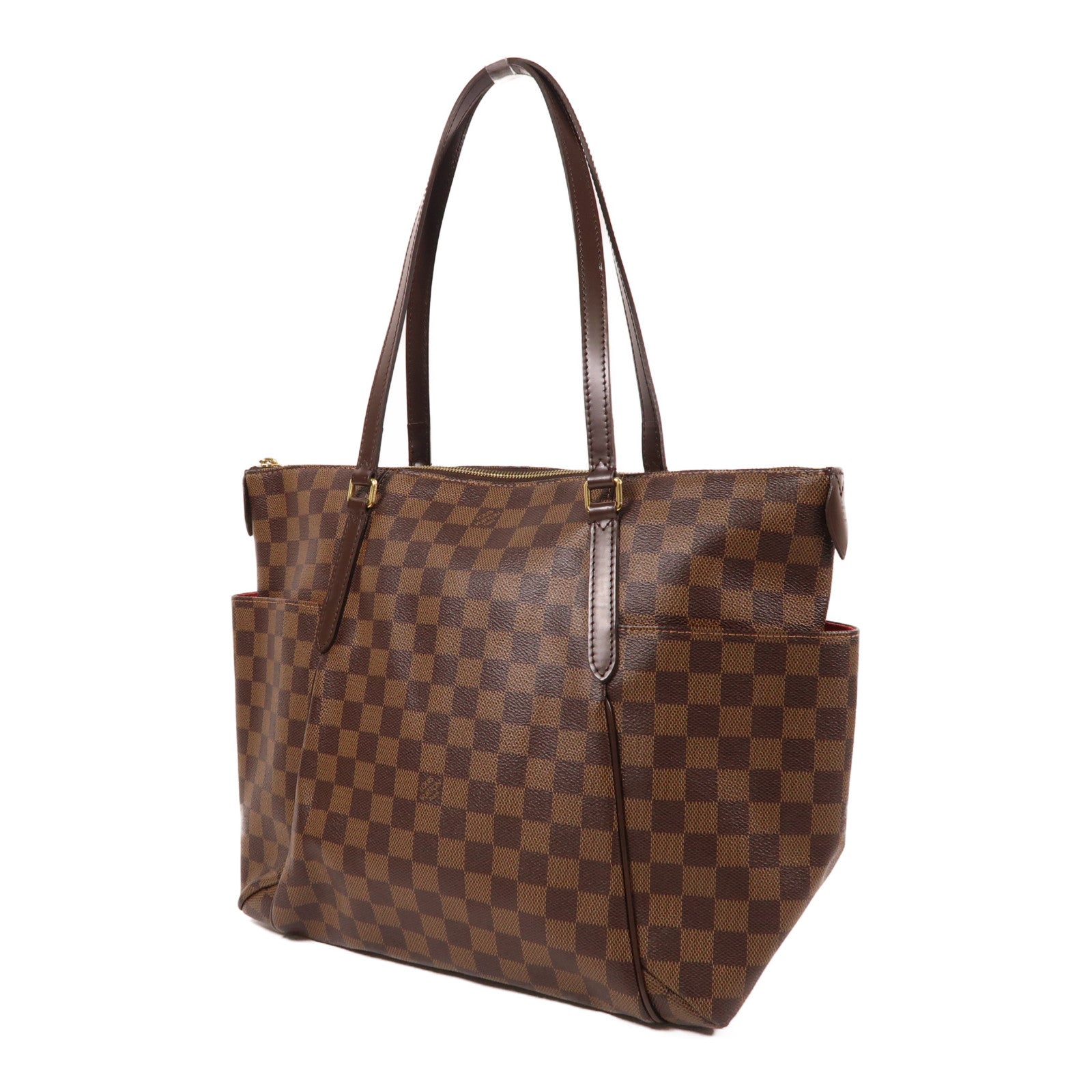 LOUIS VUITTON Damier Ebene Totally MM金扣肩背袋棕色