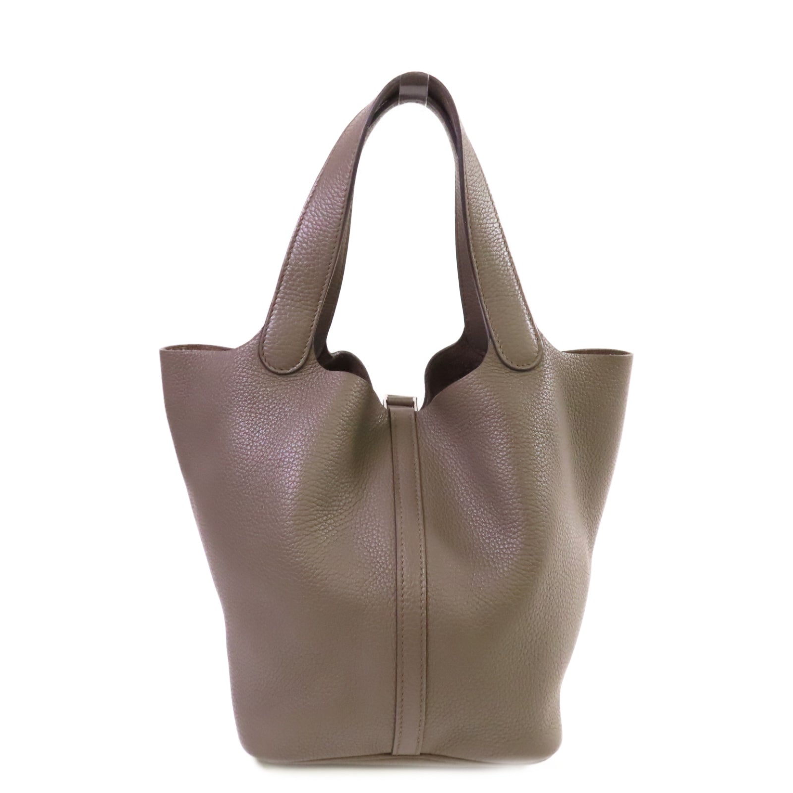 HERMES Clemence皮革Picotin MM Tote Bag銀扣手挽袋錫灰色