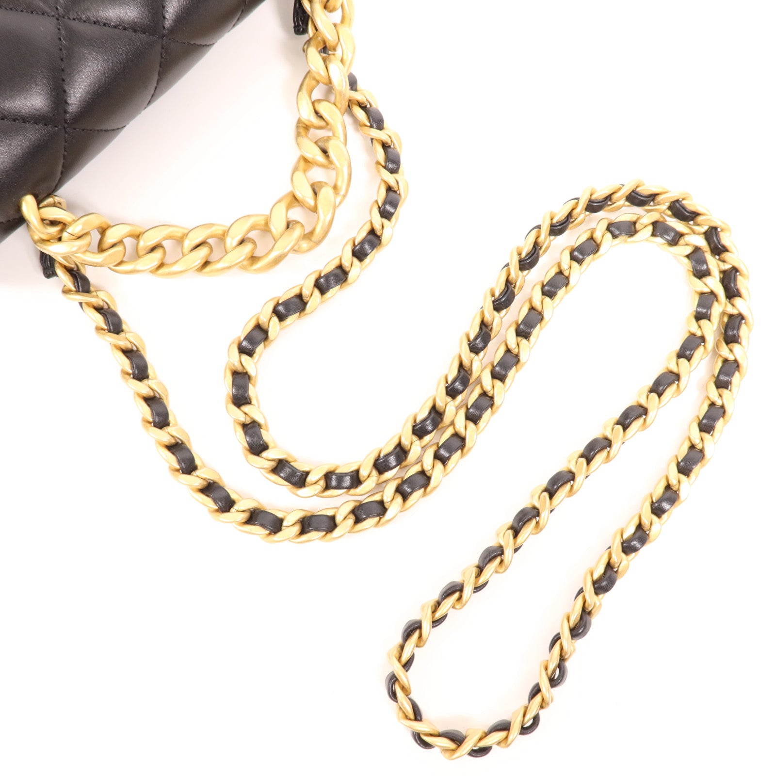 CHANEL 羊皮皮革Shoulder Bag金扣手挽肩背兩用袋