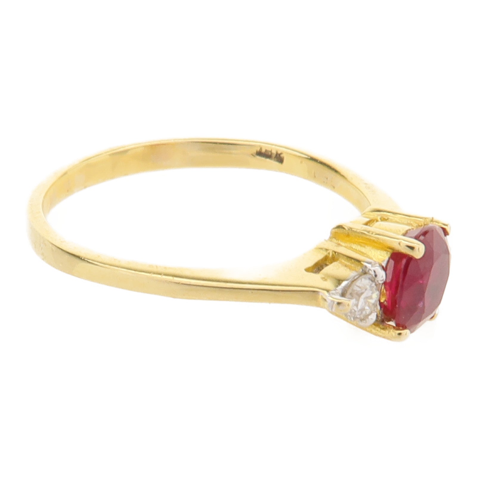 JEWELRY 18K黃金Diamond Ruby Ring紅寶石/鑽石戒指US#5.25