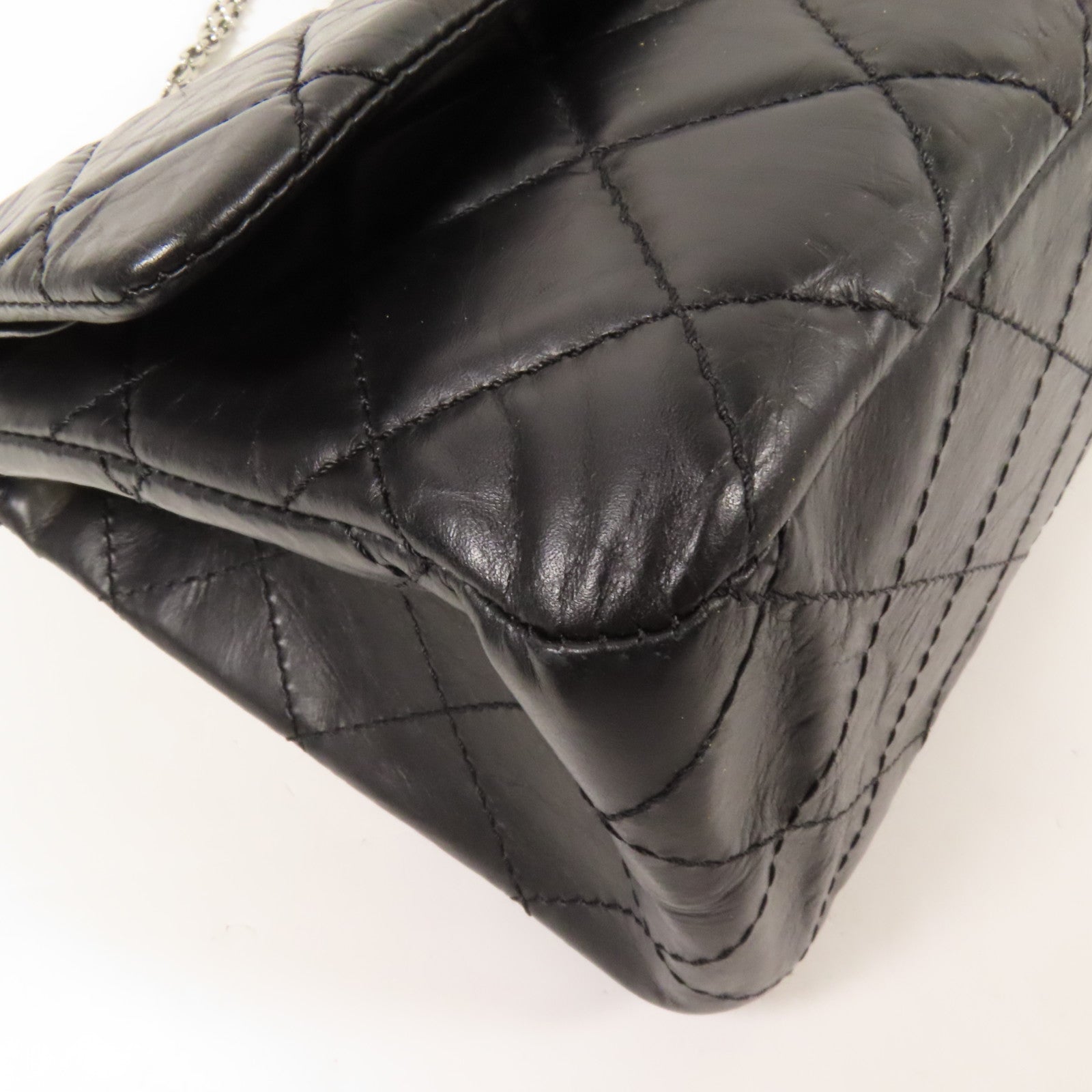 CHANEL 牛皮皮革2.55 Large銀扣鏈帶肩背袋