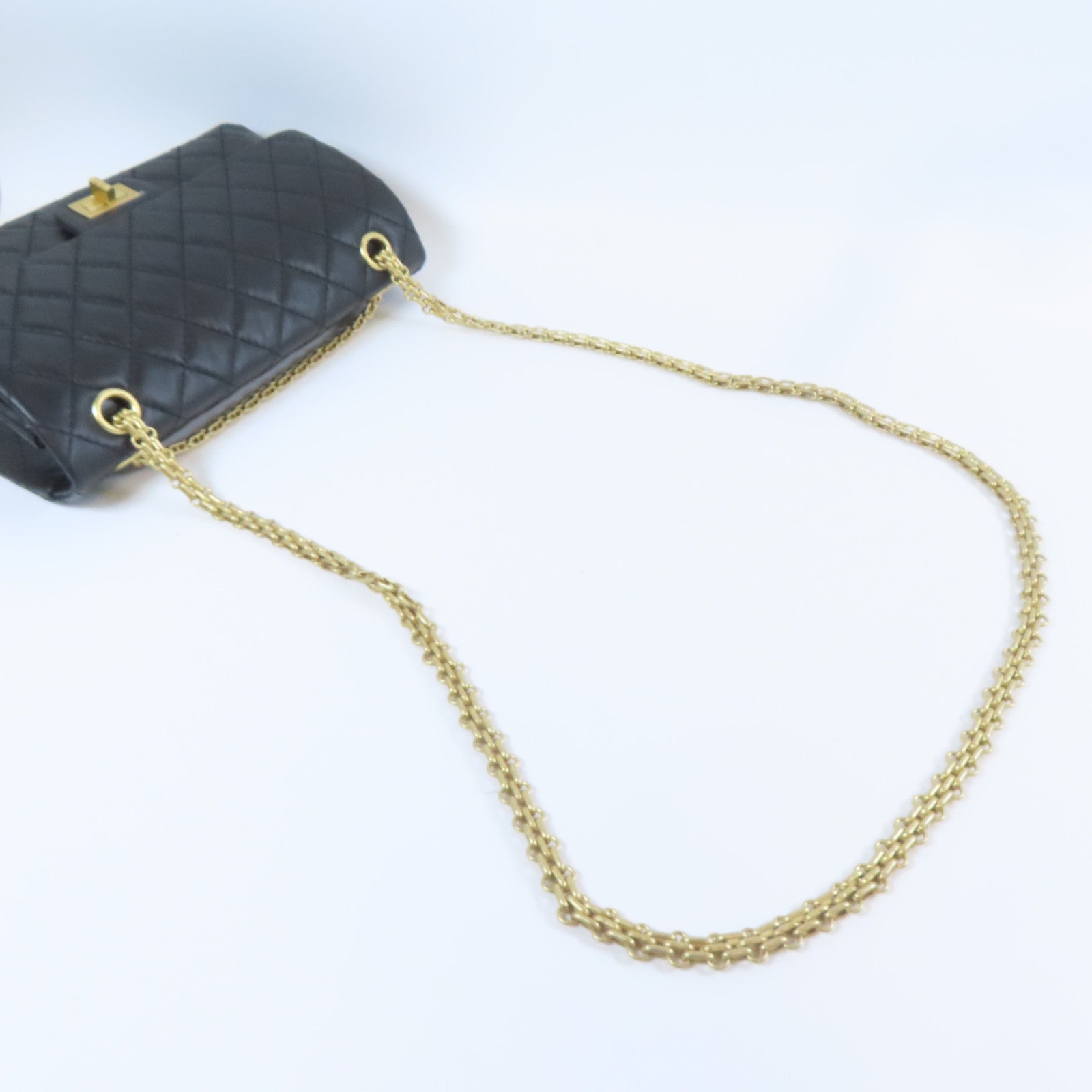 CHANEL 【激減優惠】菱格牛皮皮革2.55 24cm金扣鏈帶肩背袋鏈帶肩背袋