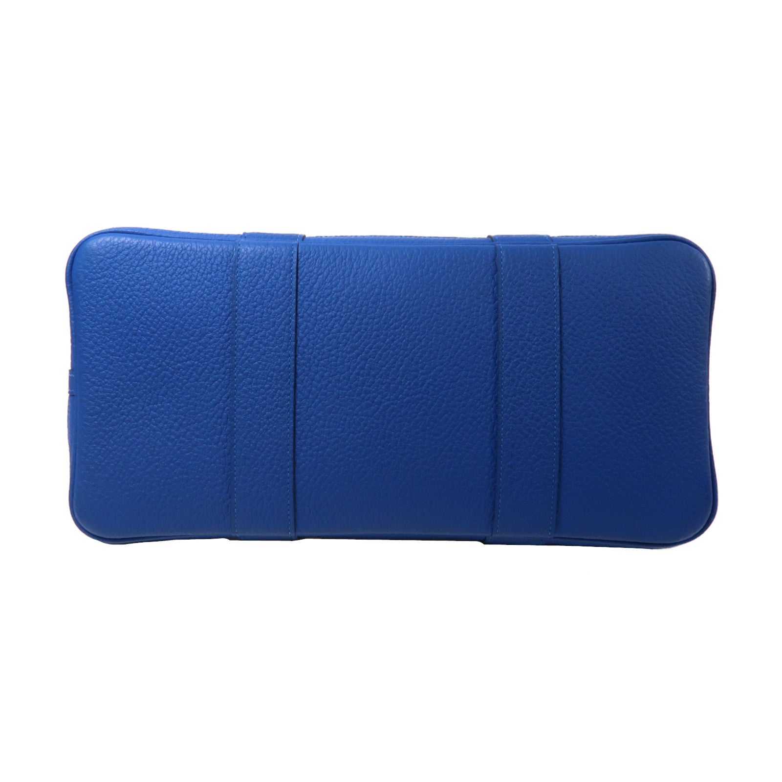 HERMES Toile H帆布Garden Party PM銀扣手挽袋Bleu Hydra/藍色/米色