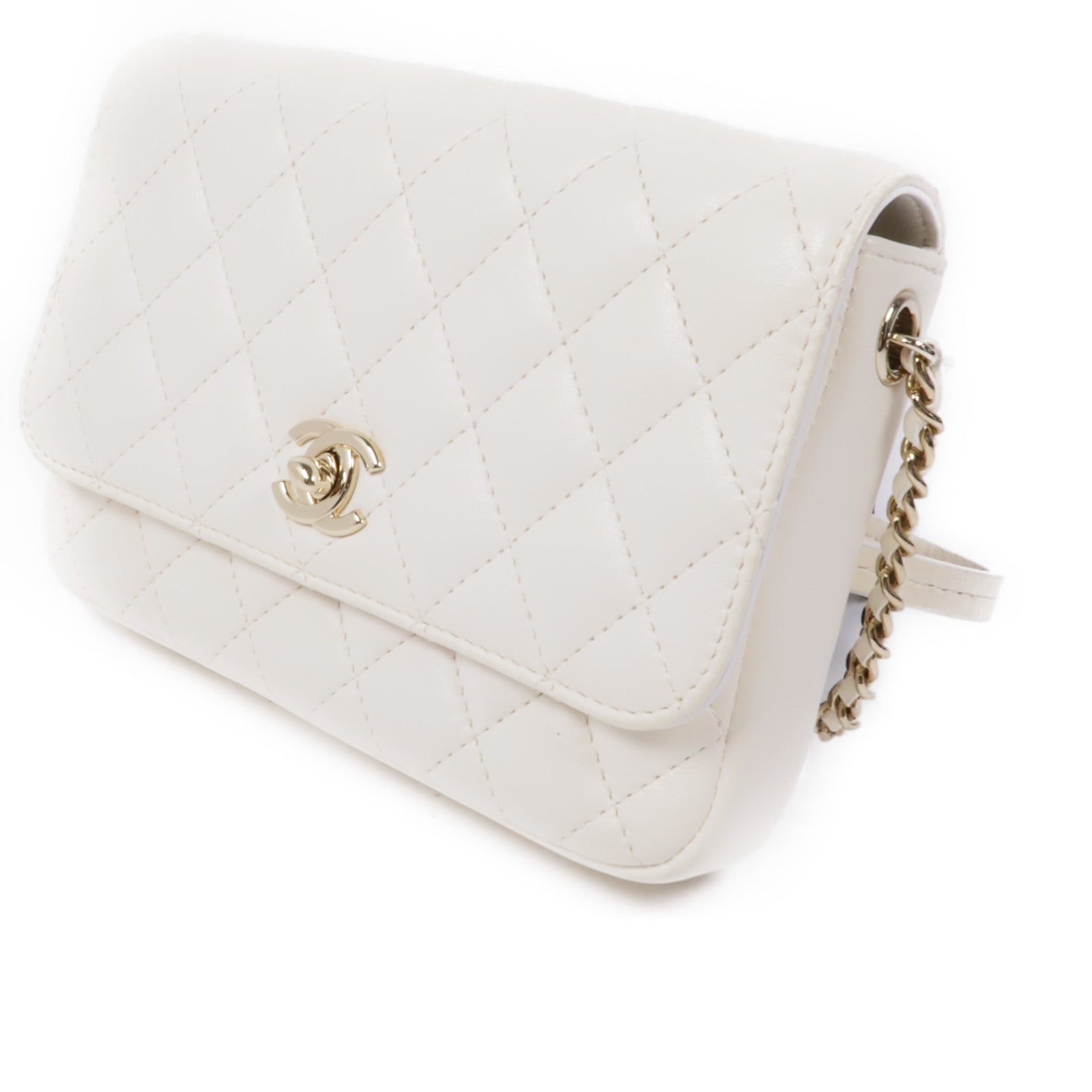 CHANEL 【激減優惠】羊皮皮革Chain Shoulder金扣鏈帶肩背袋