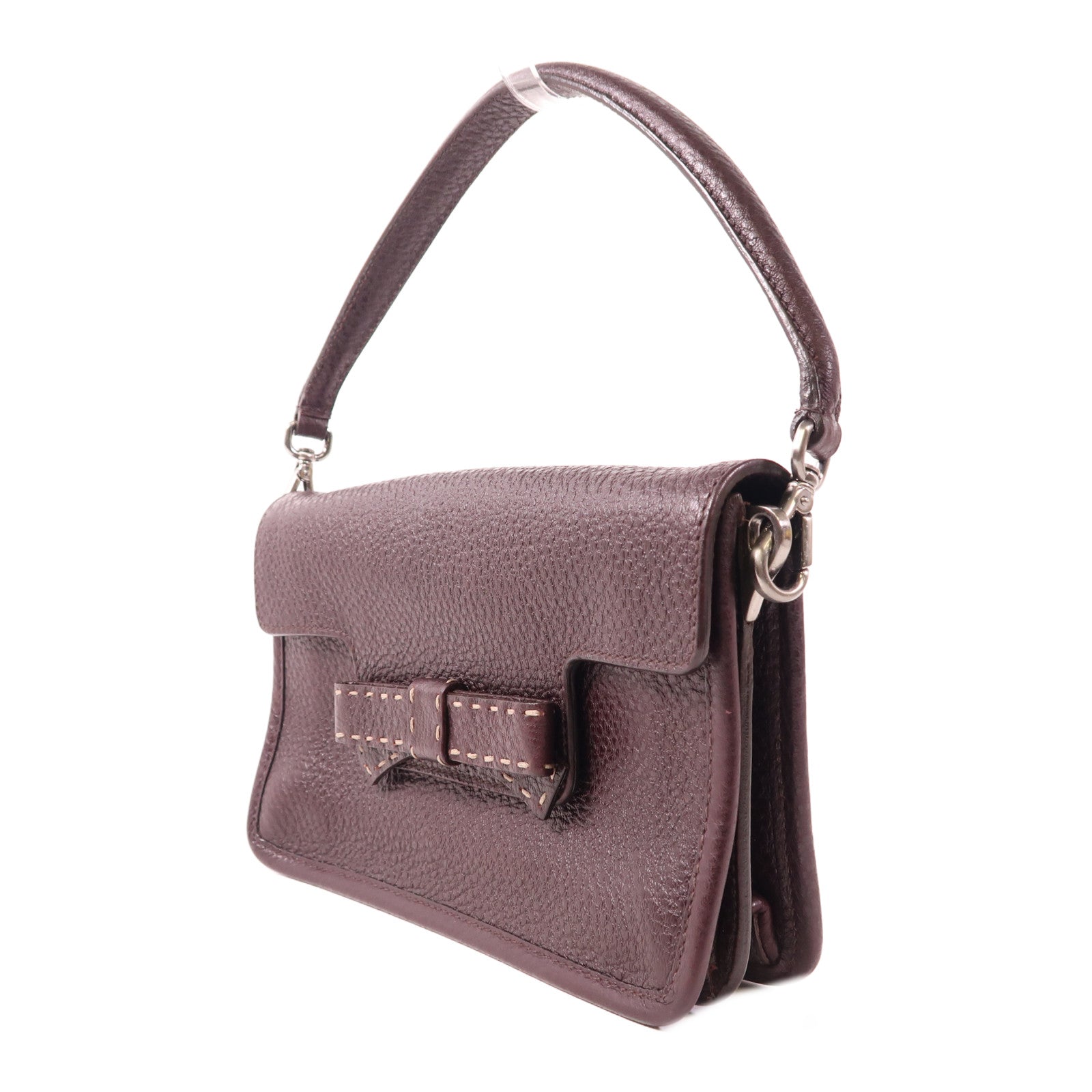 PRADA 牛皮皮革Tote Bag銀扣手挽袋