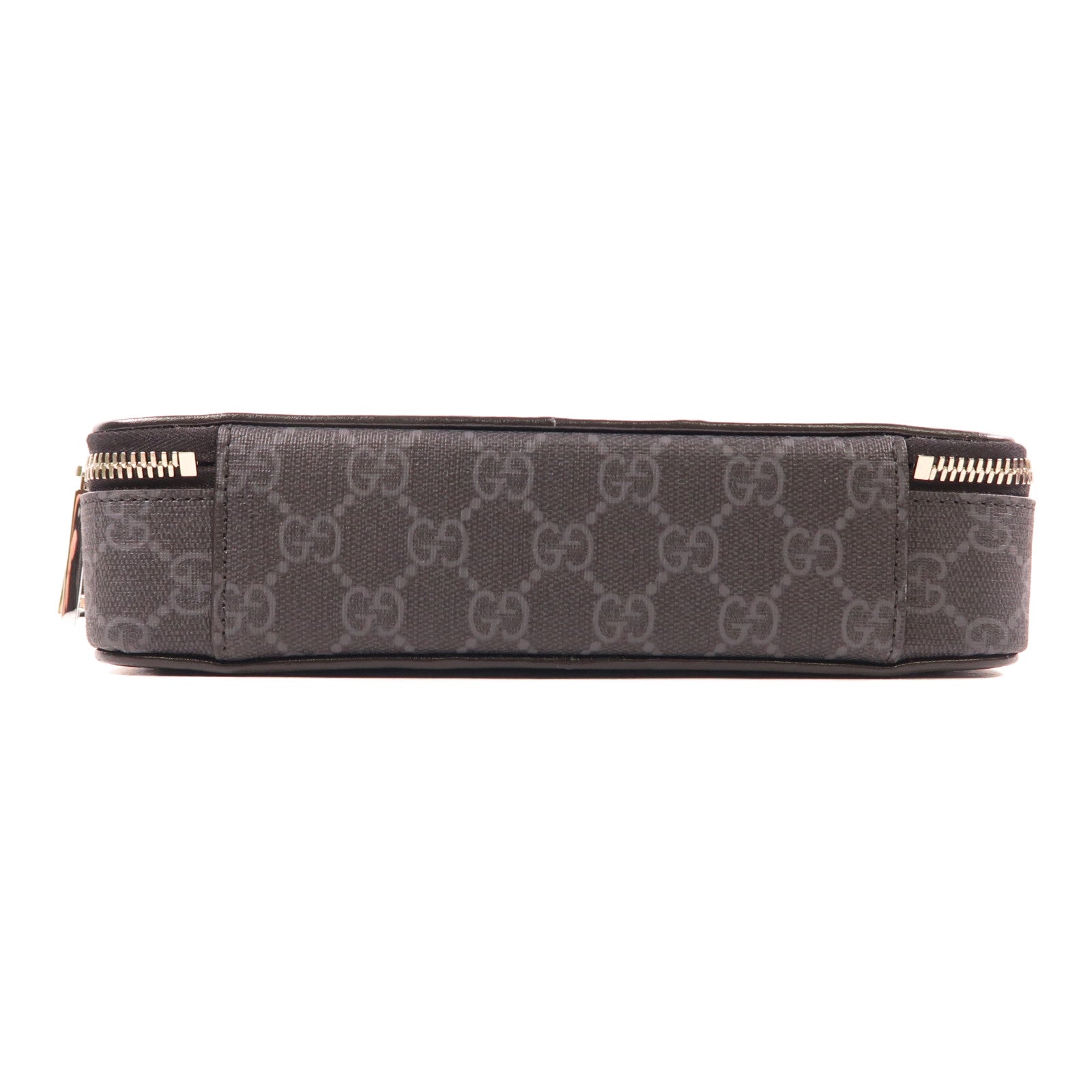 GUCCI 塗層帆布GG Black Small Shoulder Bag銀扣肩背袋