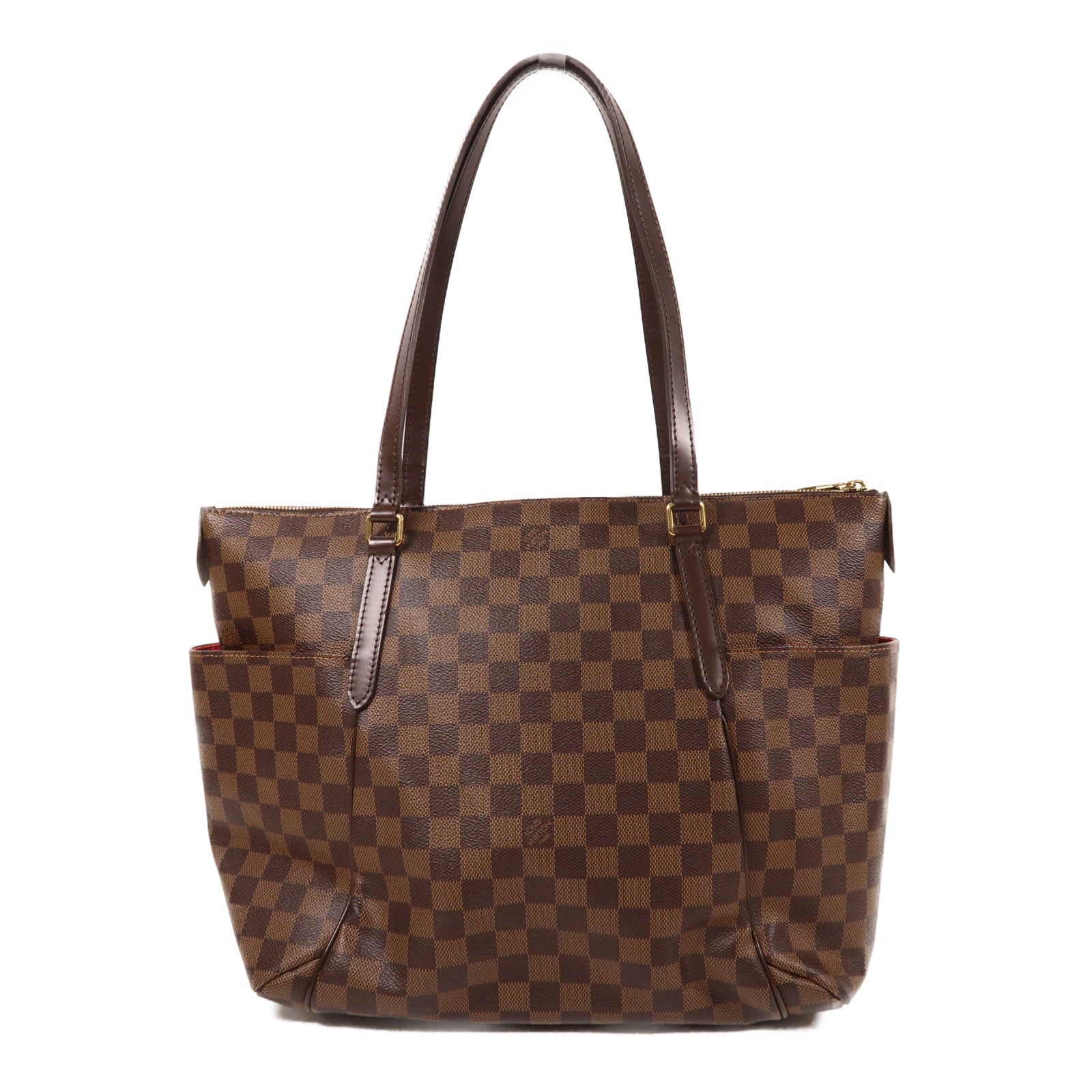 LOUIS VUITTON Damier Ebene Totally MM金扣肩背袋棕色
