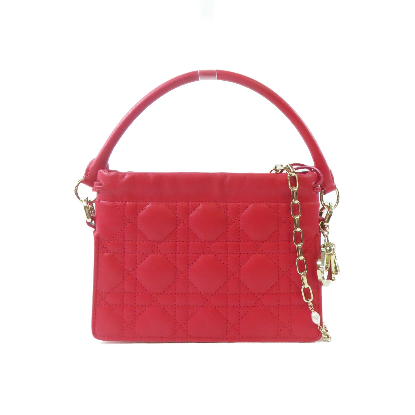 Dior 牛皮皮革Shoulder Bag金扣手挽肩背兩用袋紅色