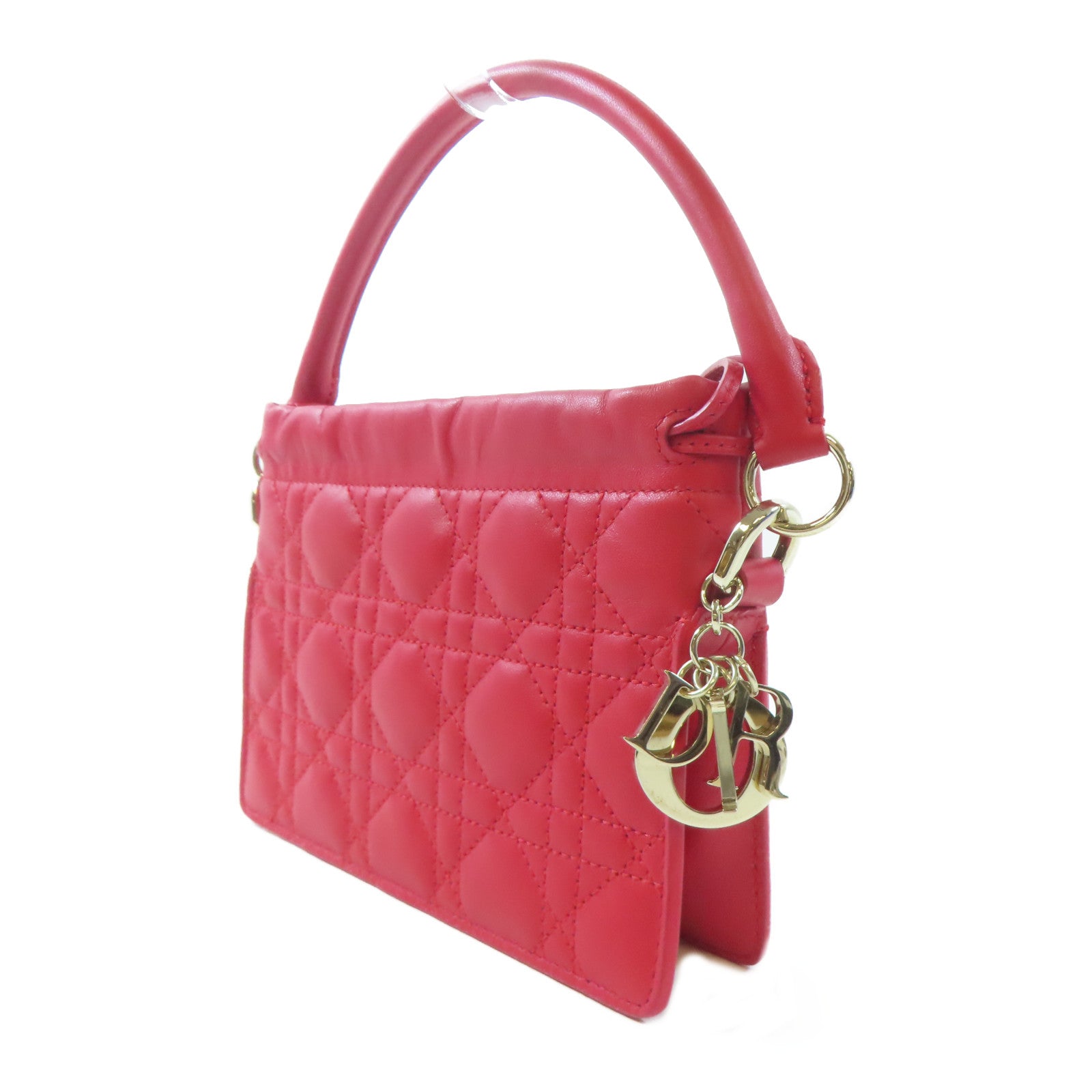 Dior 牛皮皮革Shoulder Bag金扣手挽肩背兩用袋紅色