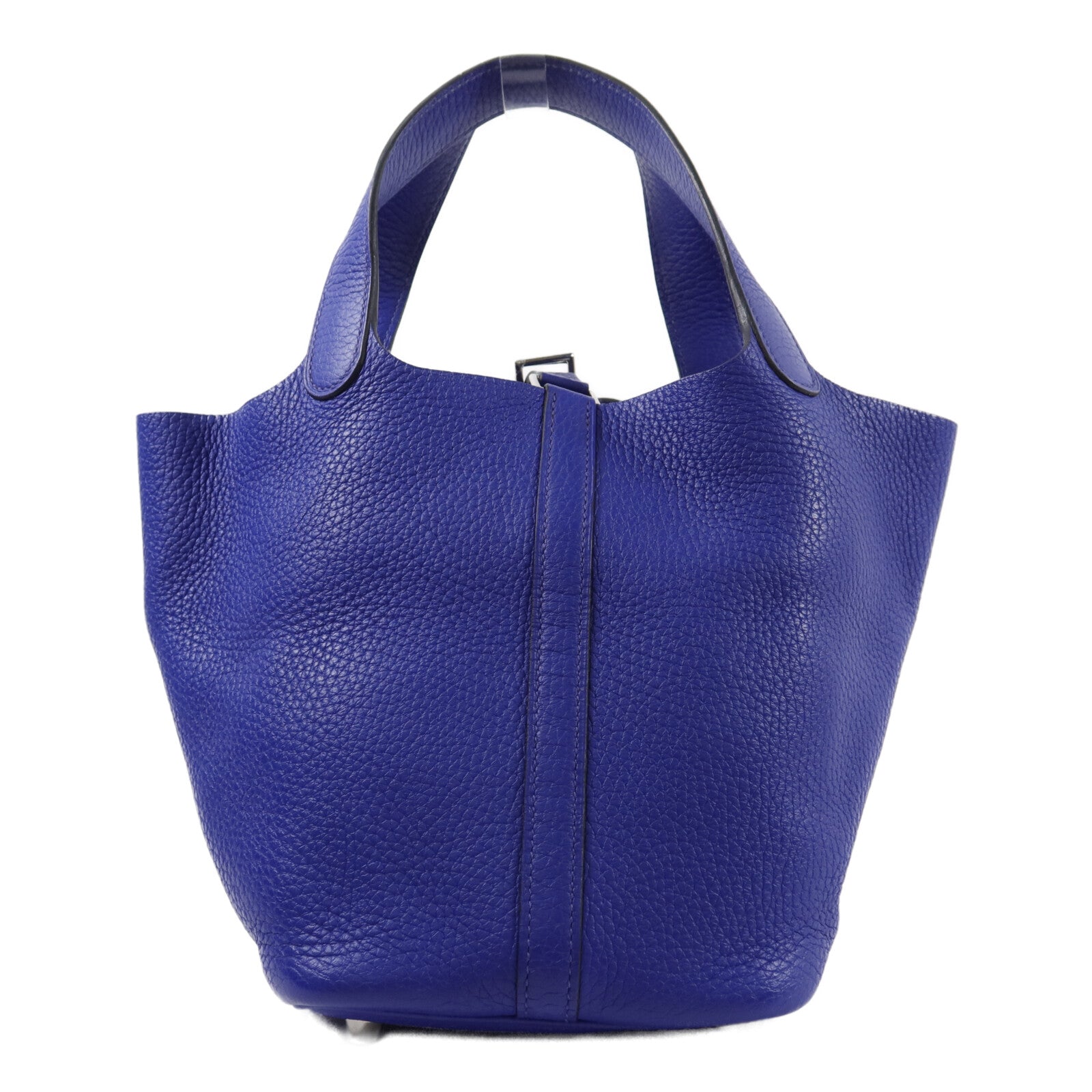 HERMES Clemence皮革Picotin PM手挽袋Bleu Electrique