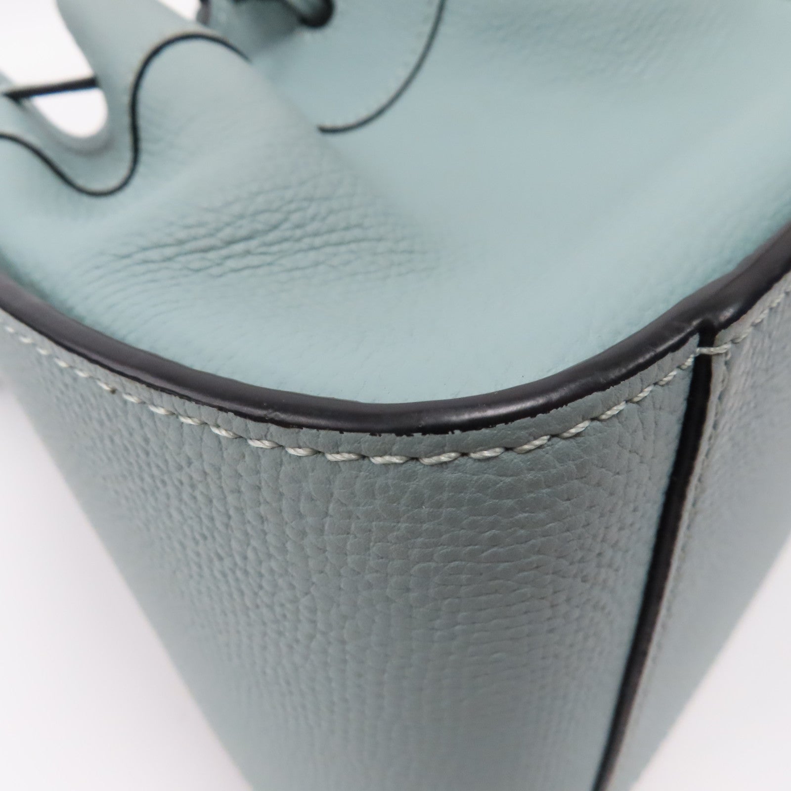 LOEWE 牛皮皮革Mini Hammock Drawstring金扣手挽肩背兩用袋藍色