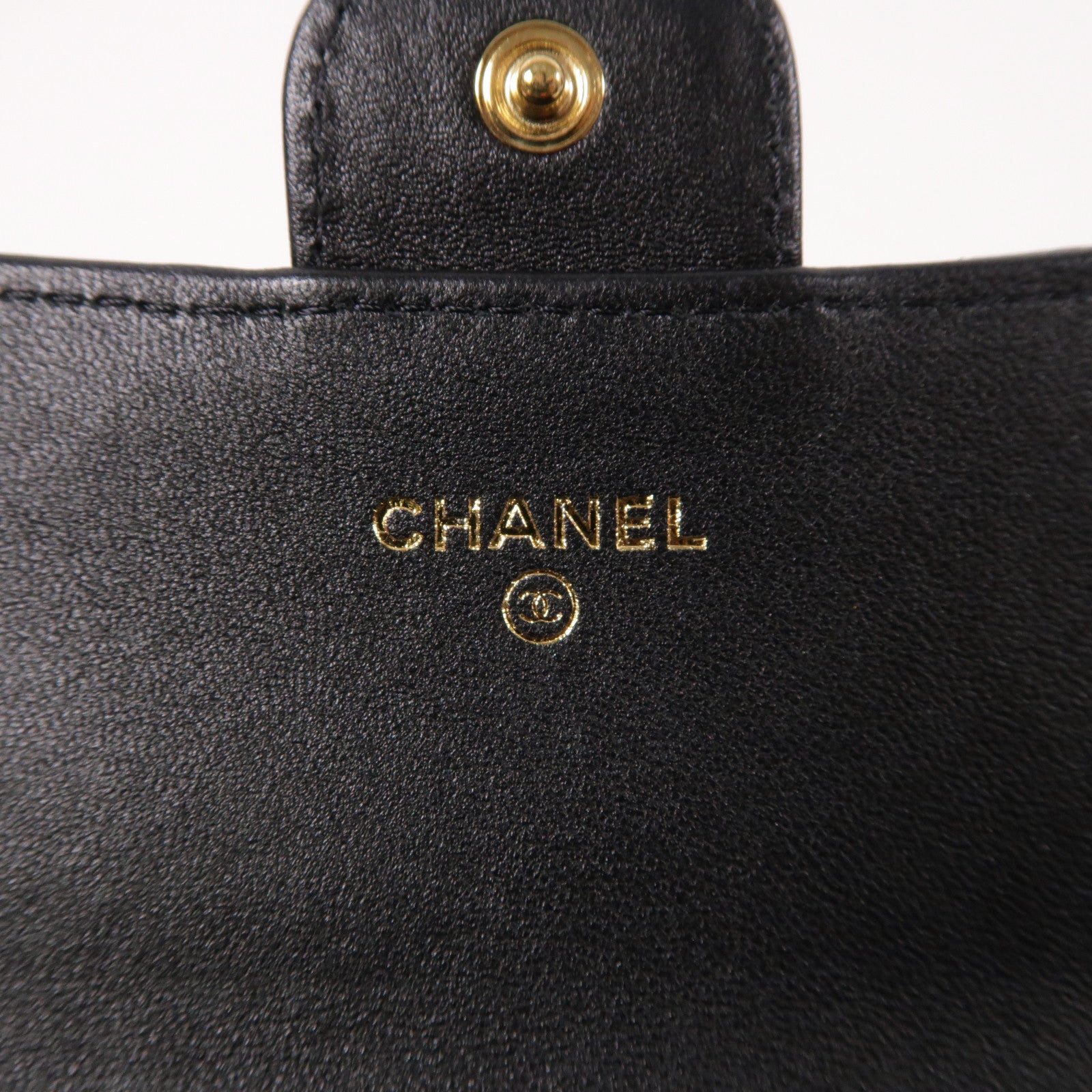 CHANEL 菱格羊皮皮革Long Wallet金扣長錢包黑色