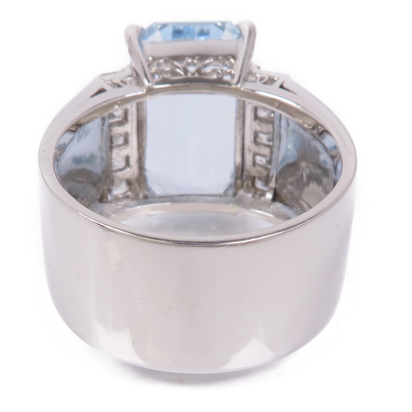 JEWELRY 【激減優惠】PT900鉑金Aquamarine/Diamond Ring藍晶/鑽石戒指US#8