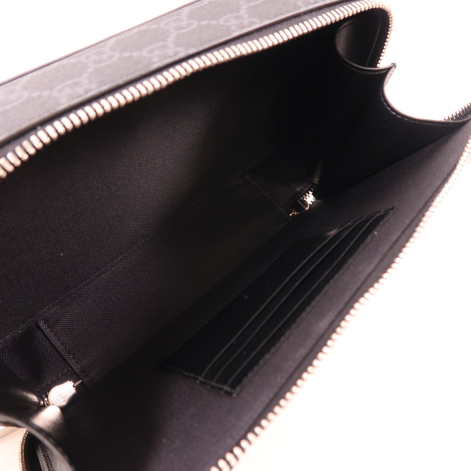 GUCCI 塗層帆布GG Black Small Shoulder Bag銀扣肩背袋
