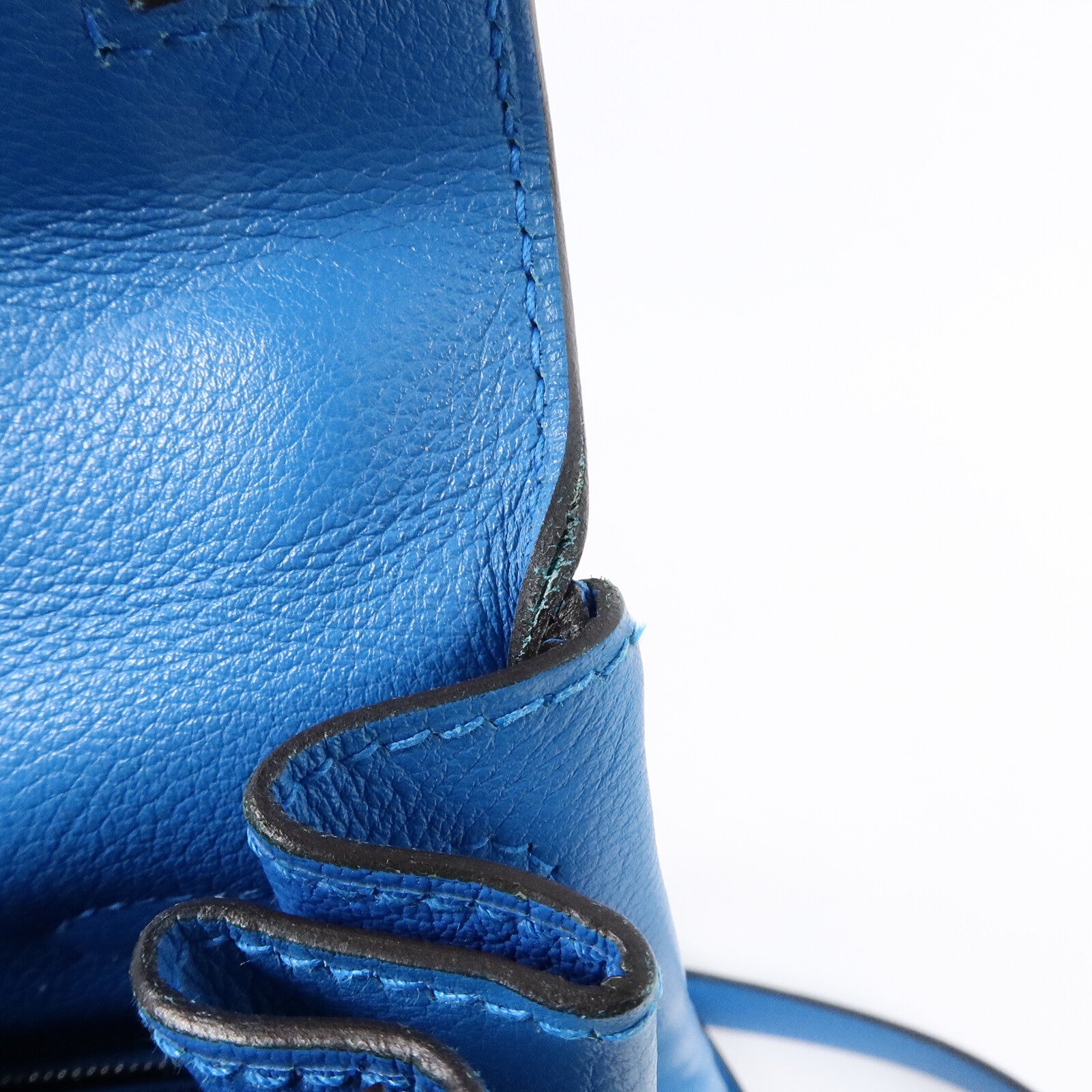 HERMES Clemence皮革Kelly 28手挽肩背兩用袋Bleu Frida
