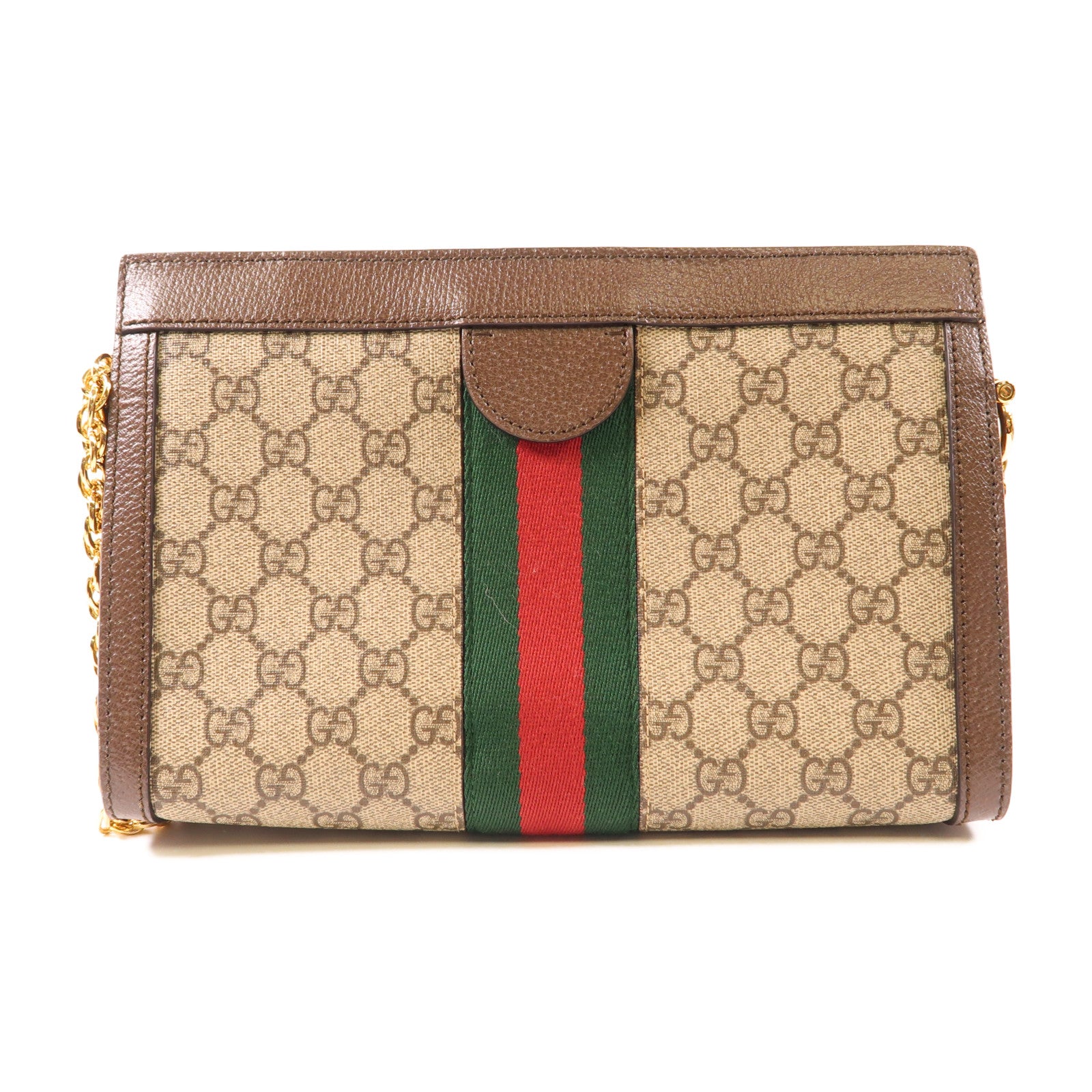 GUCCI 塗層帆布Ophidia GG金扣鏈帶肩背袋