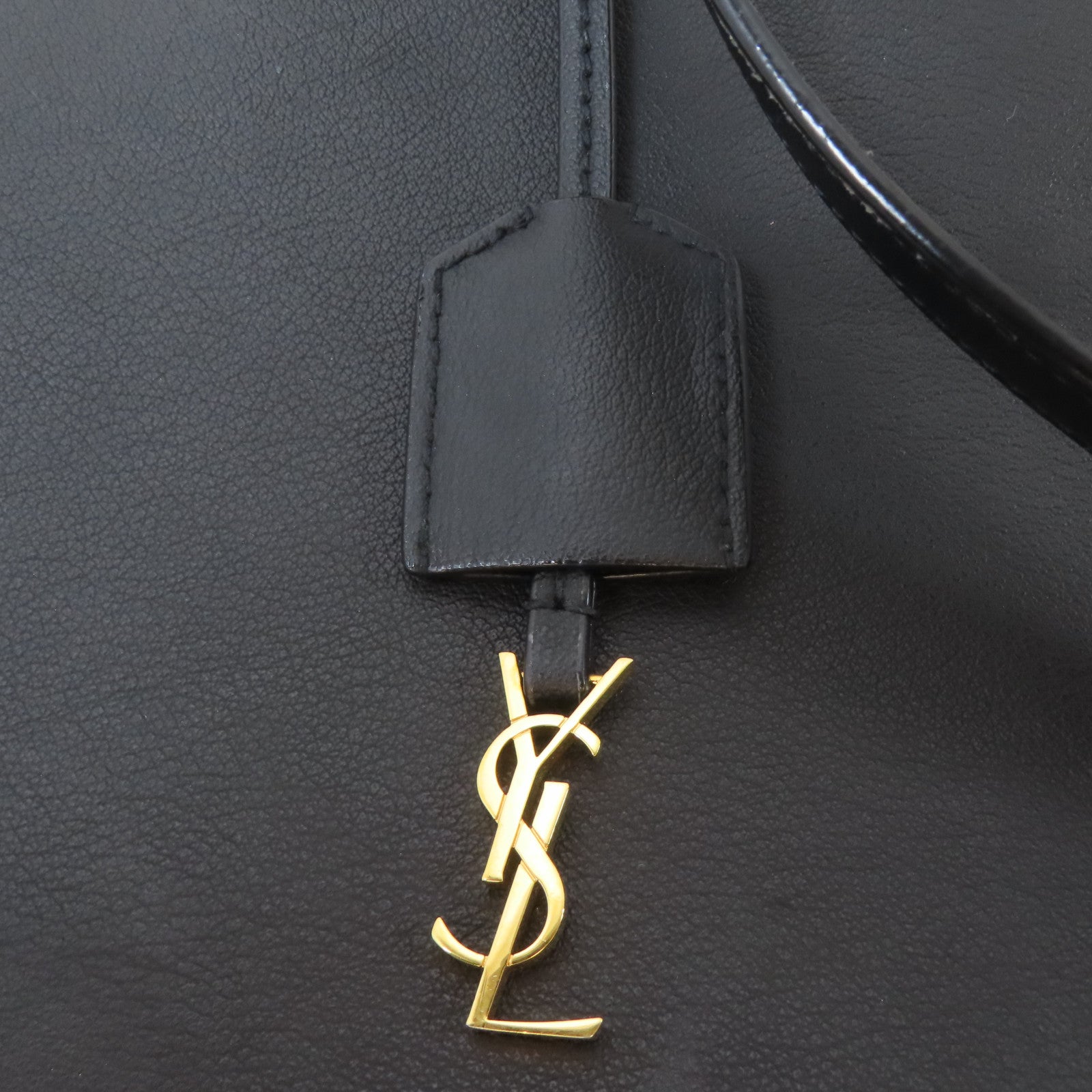 SAINT LAURENT 牛皮皮革Shopping Saint Laurent Tote Bag金扣手挽袋黑色