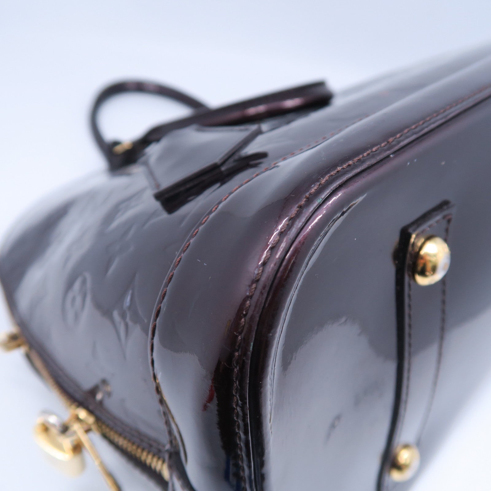 LOUIS VUITTON **【清倉大減價】Monogram Vernis Alma MM金扣手挽袋酒紅色