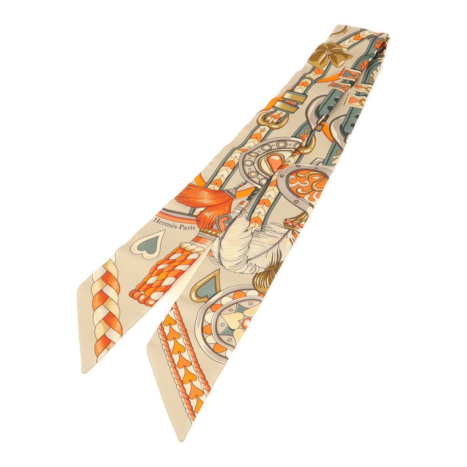HERMES Twilly Scarf Scarves Silk Gray