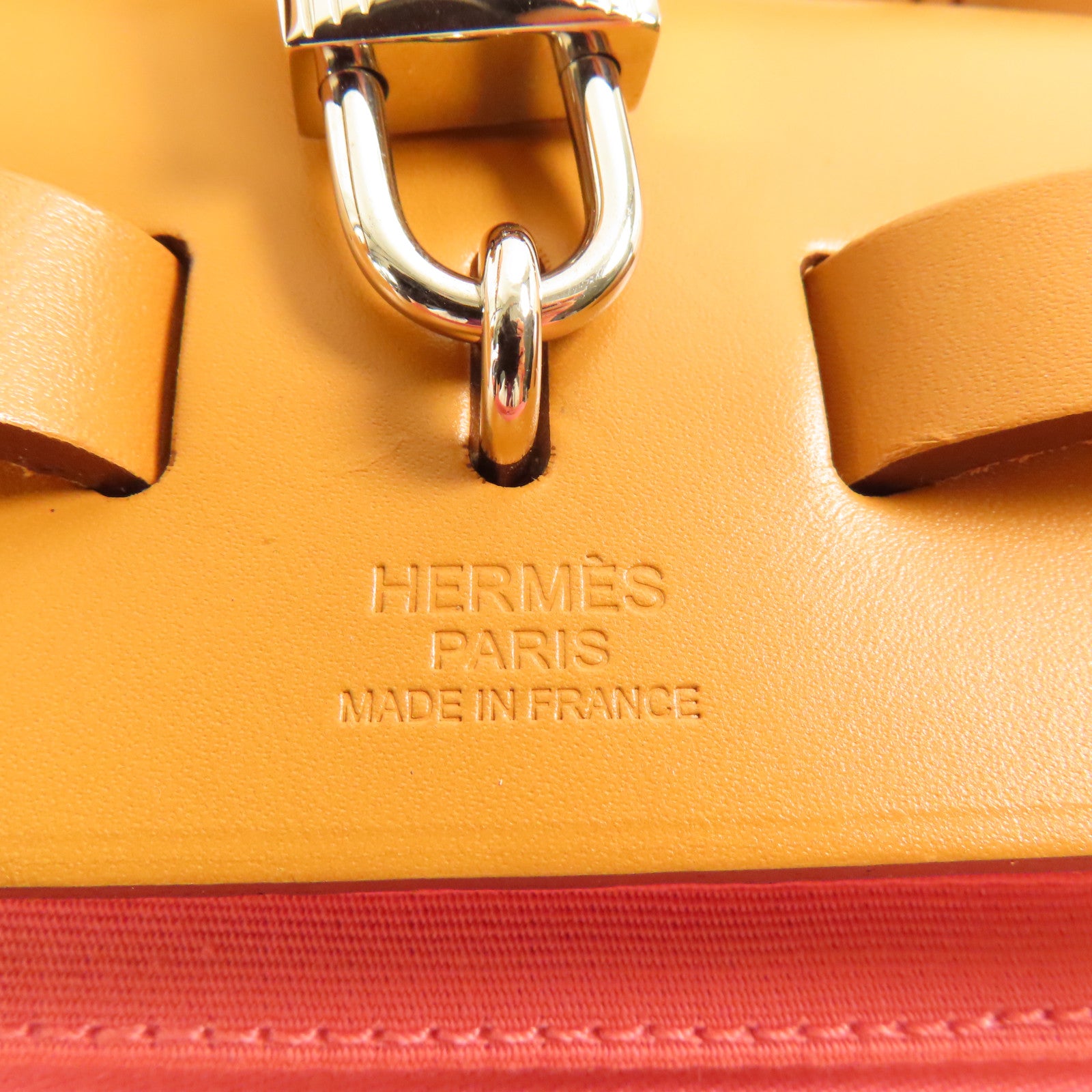 HERMES 帆布Herbag PM銀扣手挽肩背兩用袋Rose Azalee